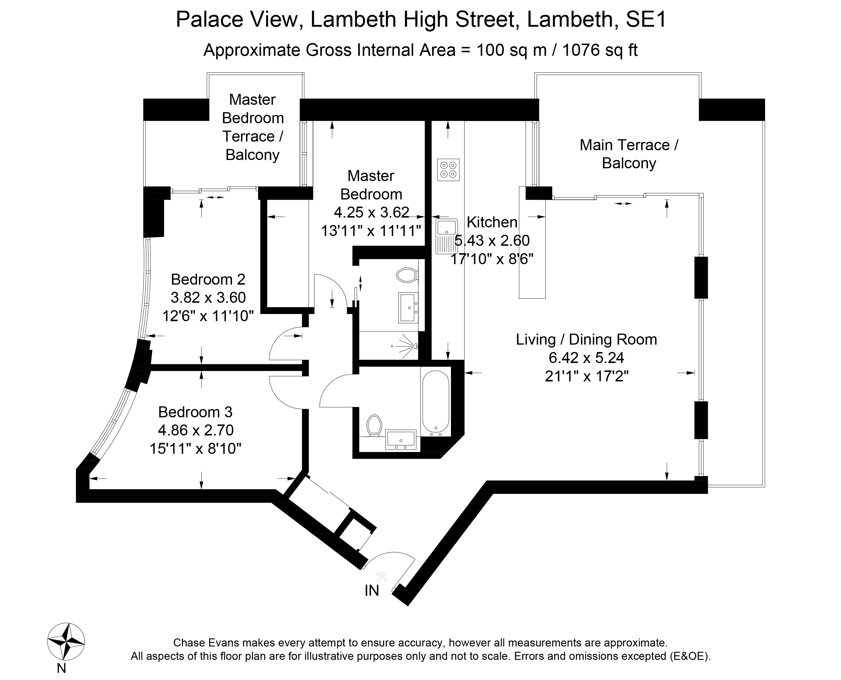 3 Bedrooms Flat to rent in Palace View, Lambeth High Street, Lambeth SE1