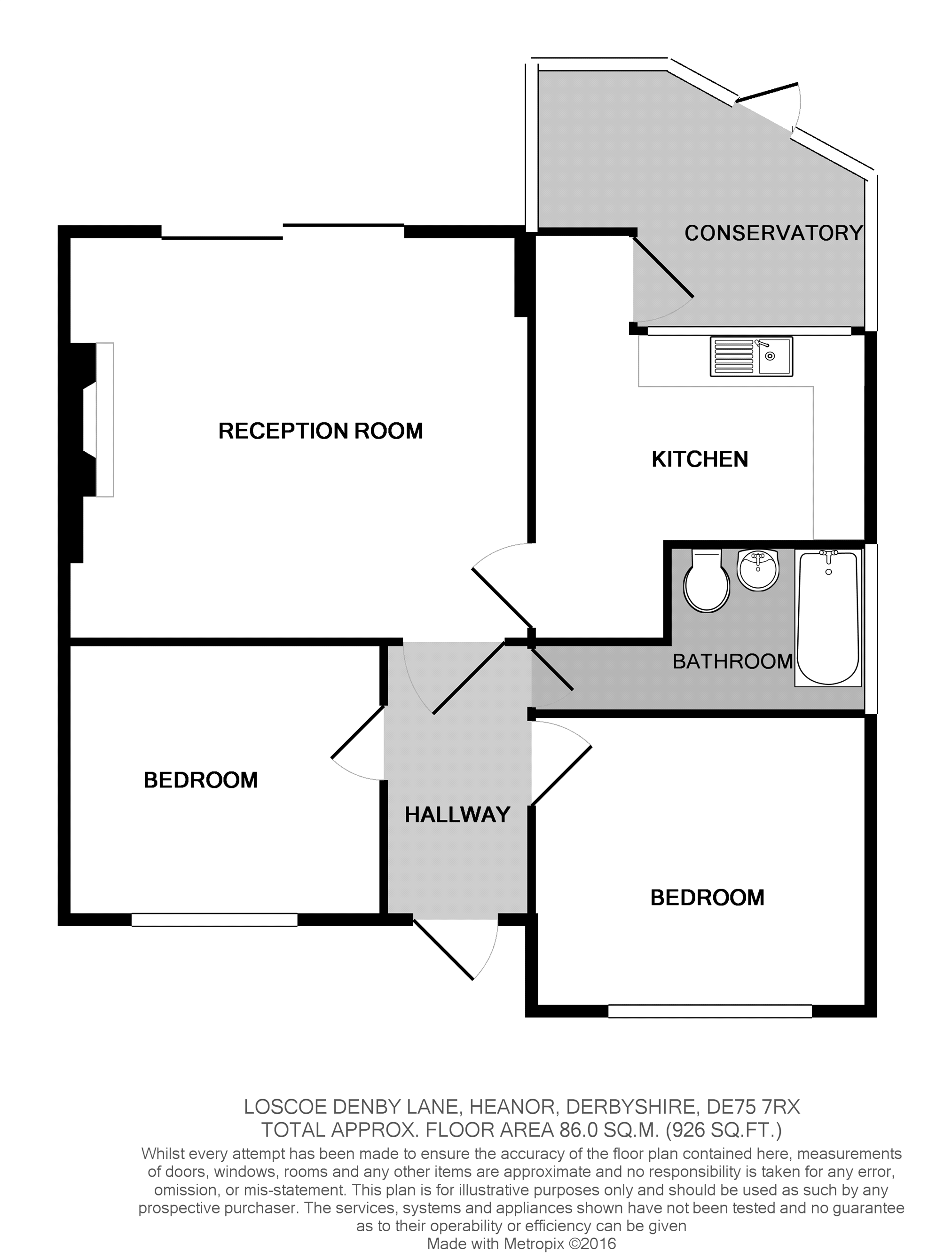 2 Bedrooms Semi-detached bungalow to rent in Loscoe - Denby Lane, Heanor DE75