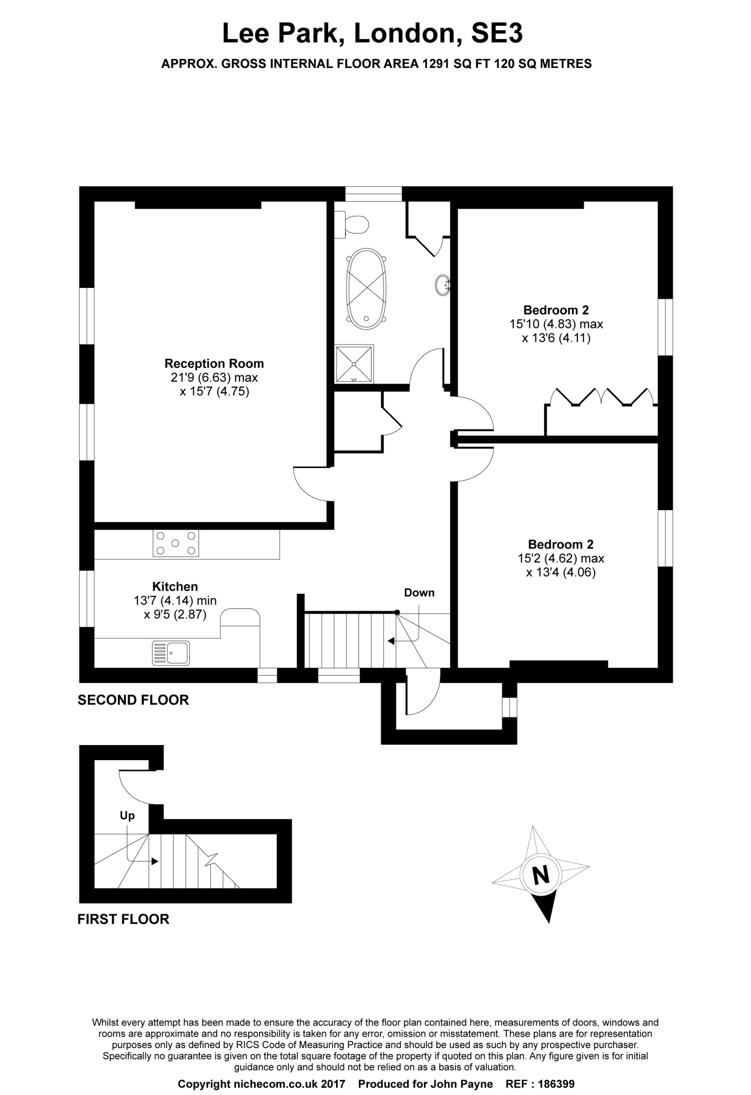 Second Floor Flat, 143, Lee Park, London floorplan