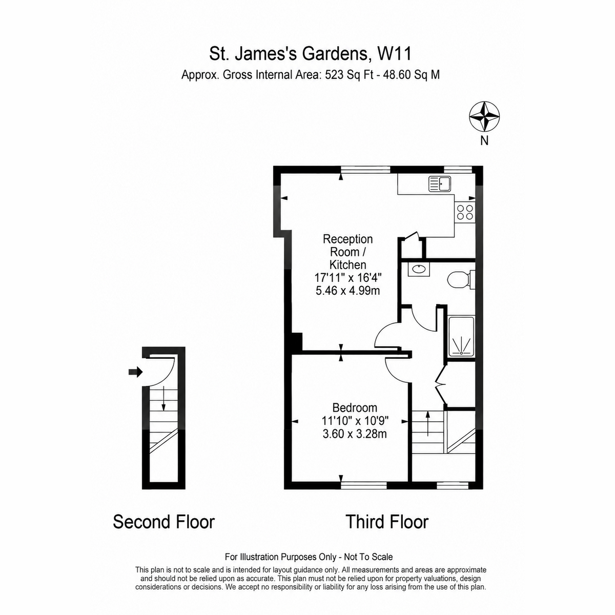Flat E, 27, St. James's Gardens, London floorplan