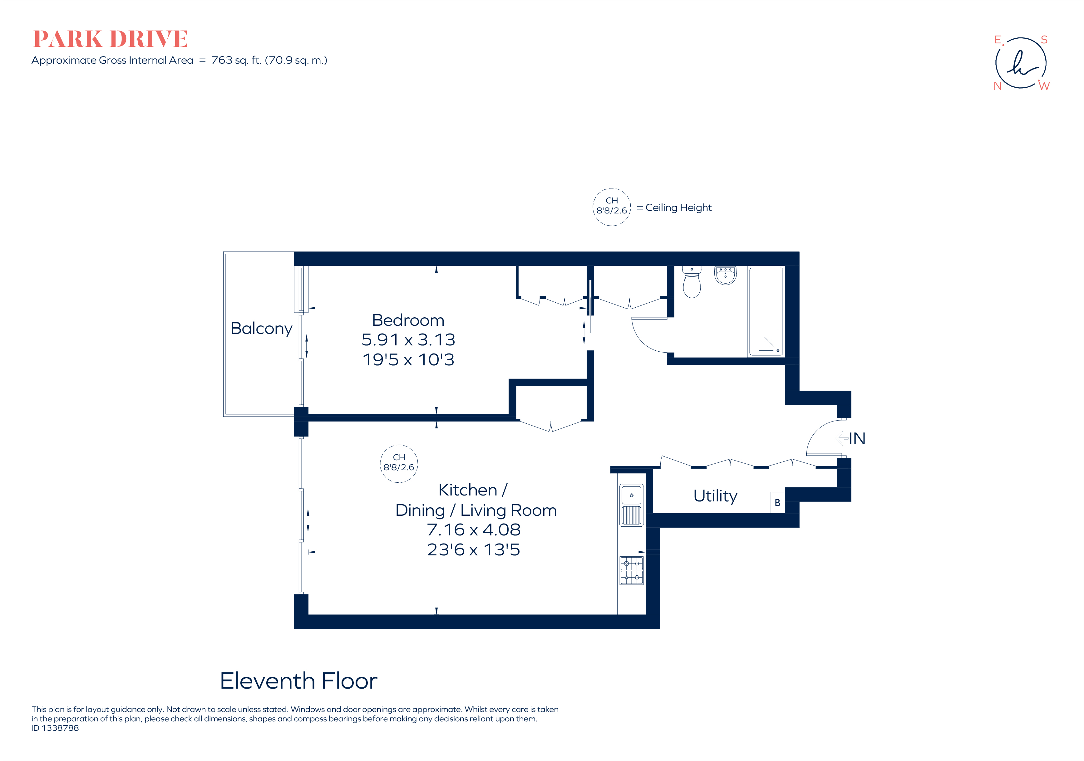 Apartment 1103, 1, Park Drive, London floorplan