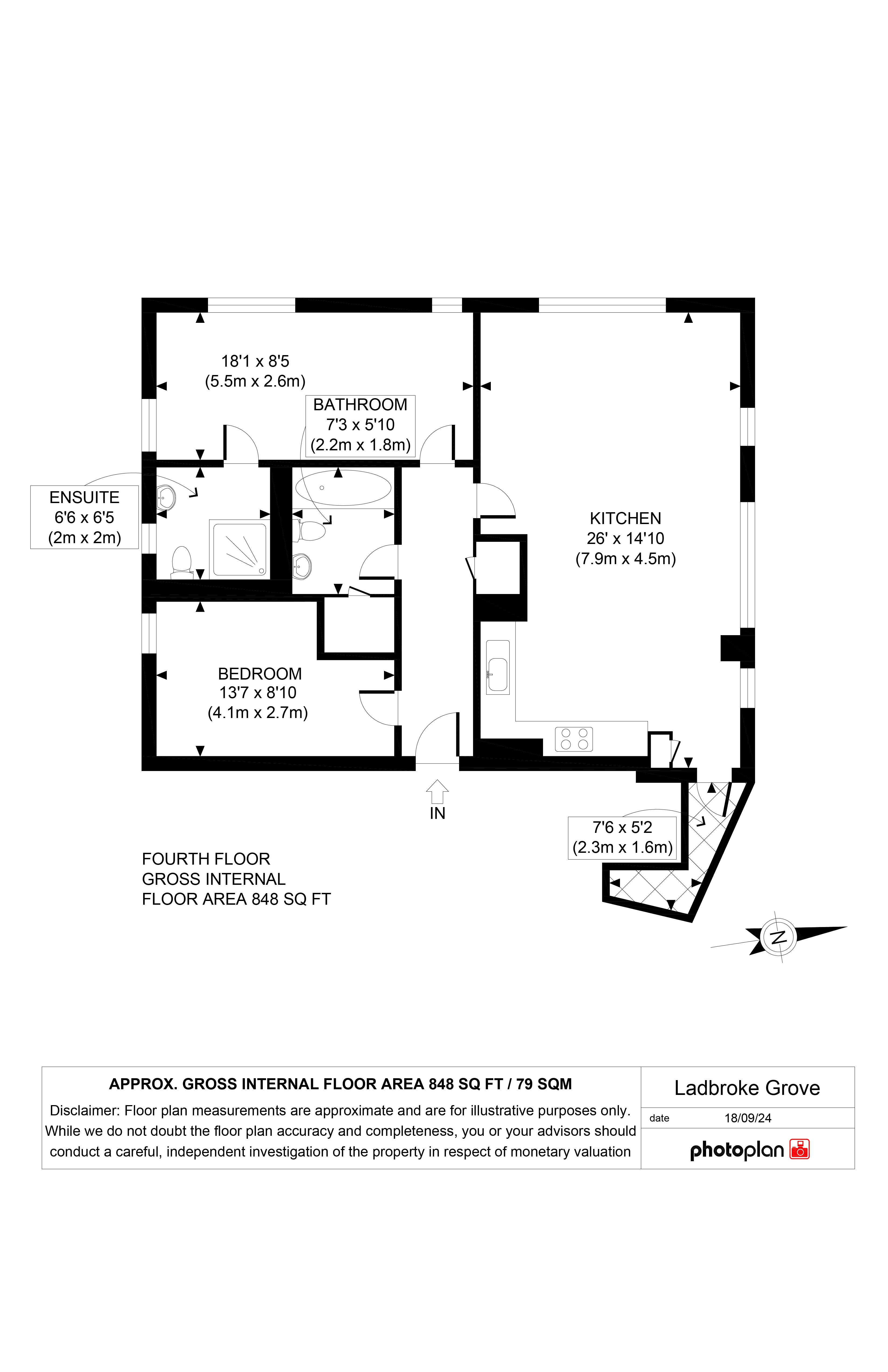 Flat 8, 355, Ladbroke Grove, London floorplan