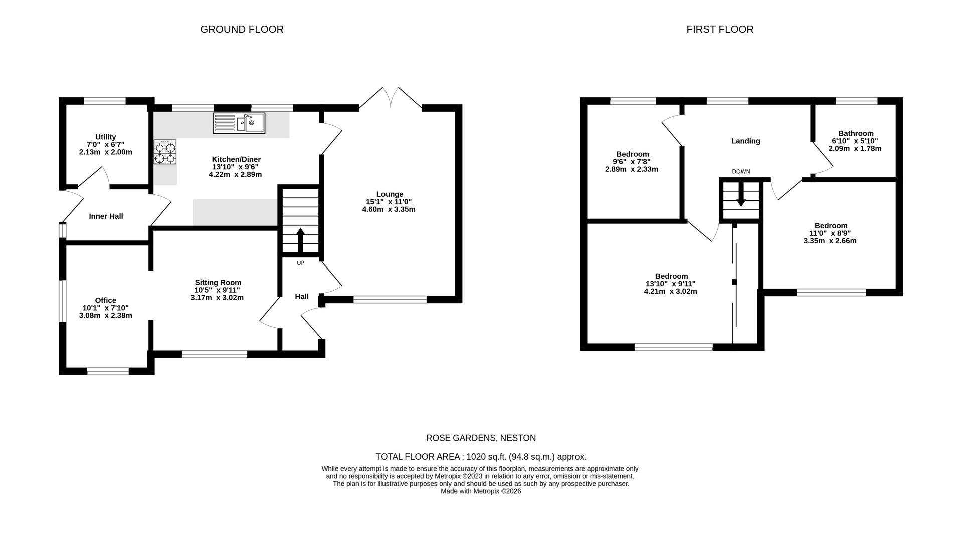 6, Rose Gardens, Neston floorplan