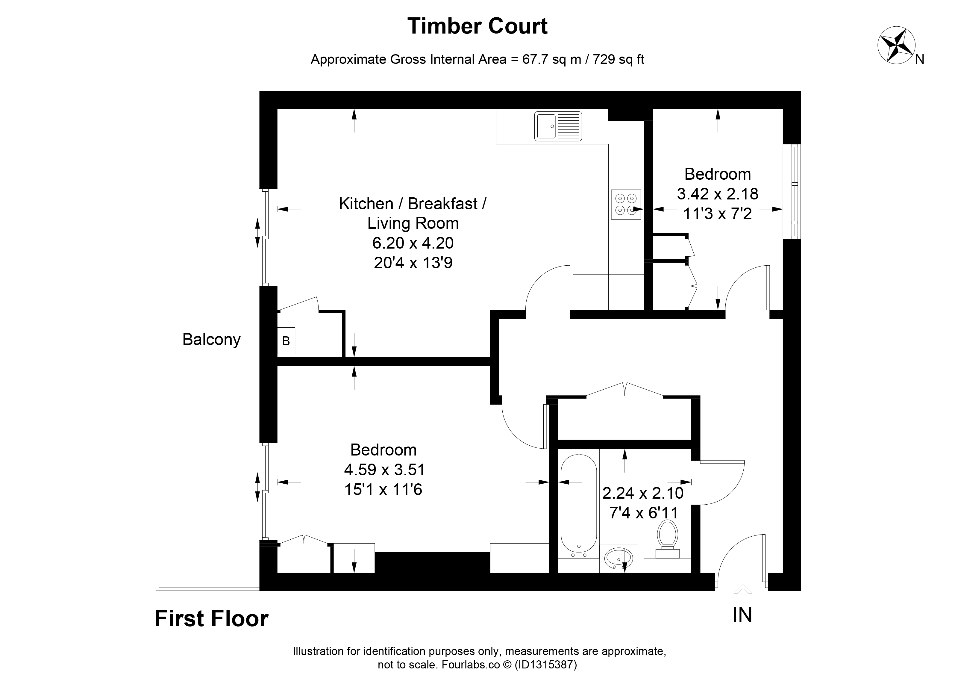 Flat 12, Timber Court, 31, Ewell Road, Sutton floorplan