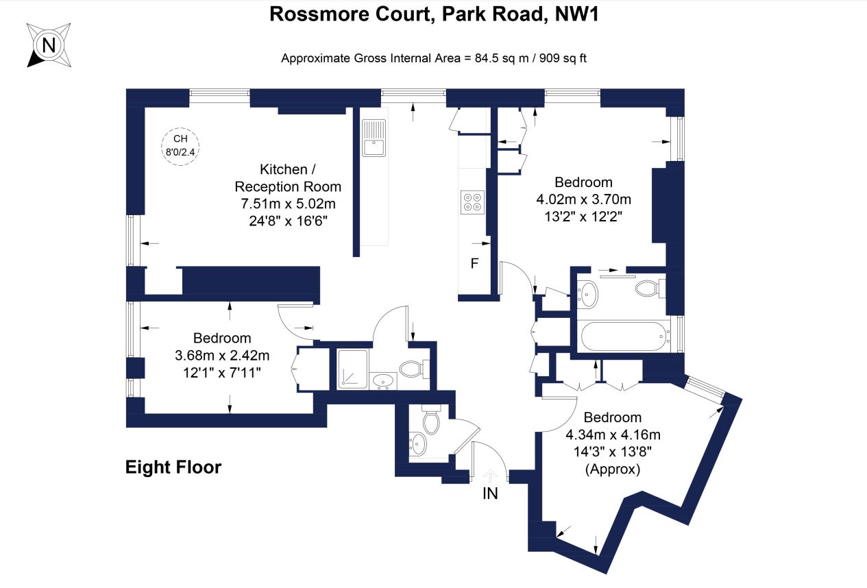 Rossmore Court, Park Road, London NW1, 3 bedroom flat for sale
