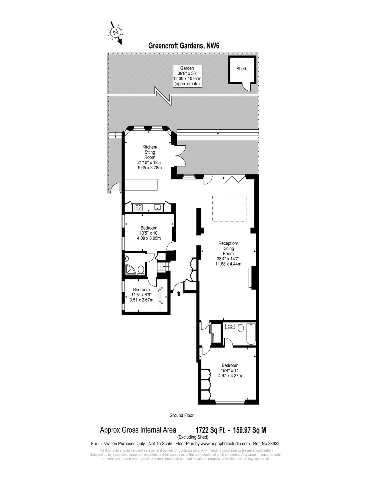 3 Bedrooms Flat to rent in Greencroft Gardens, South Hampstead, London NW6