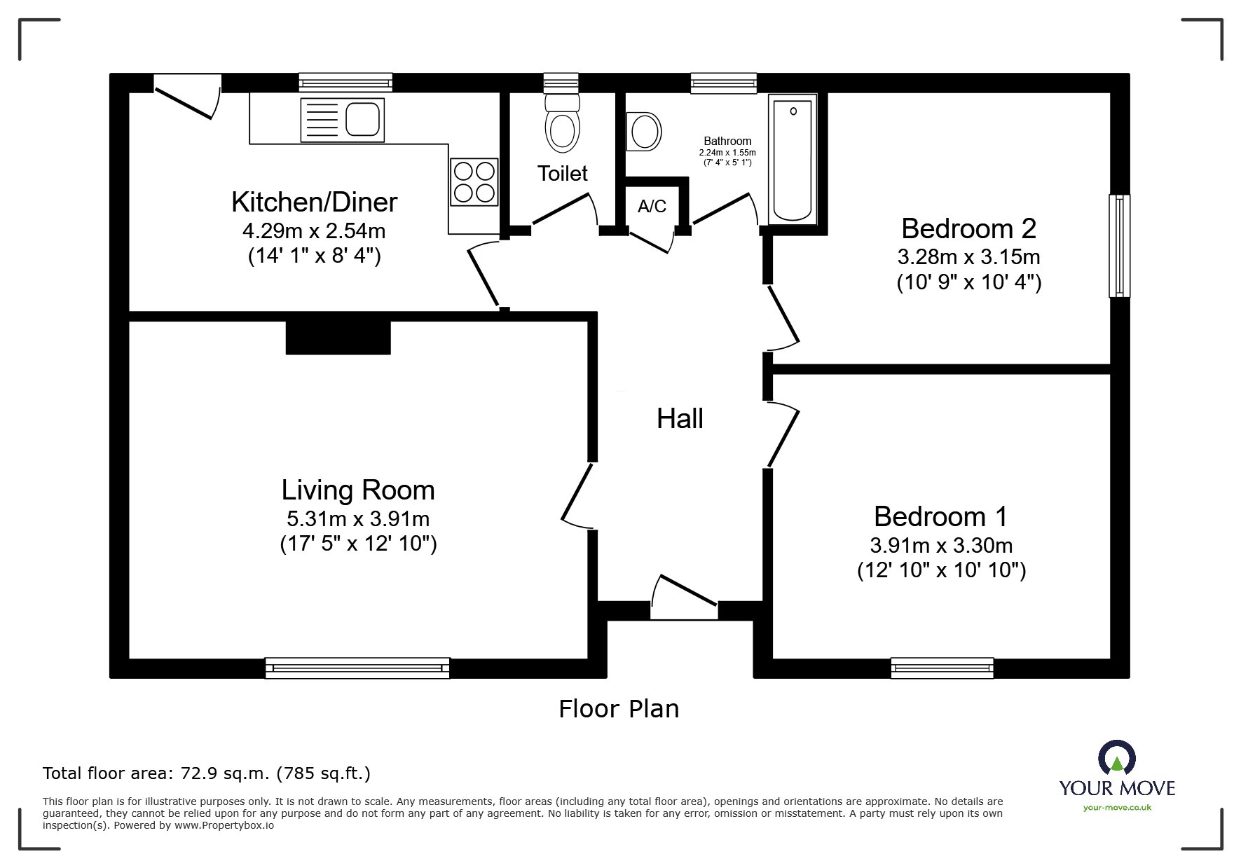 Flat 1, 2, Dagmar Road, Devon floorplan