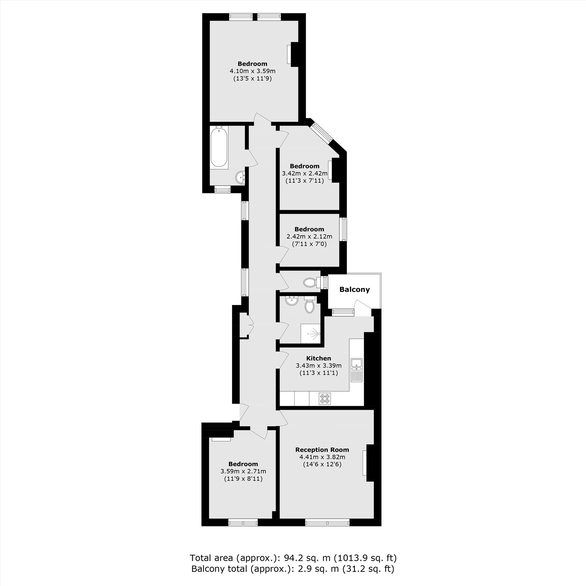 Top Floor Flat, 38, Cavendish Gardens, London floorplan