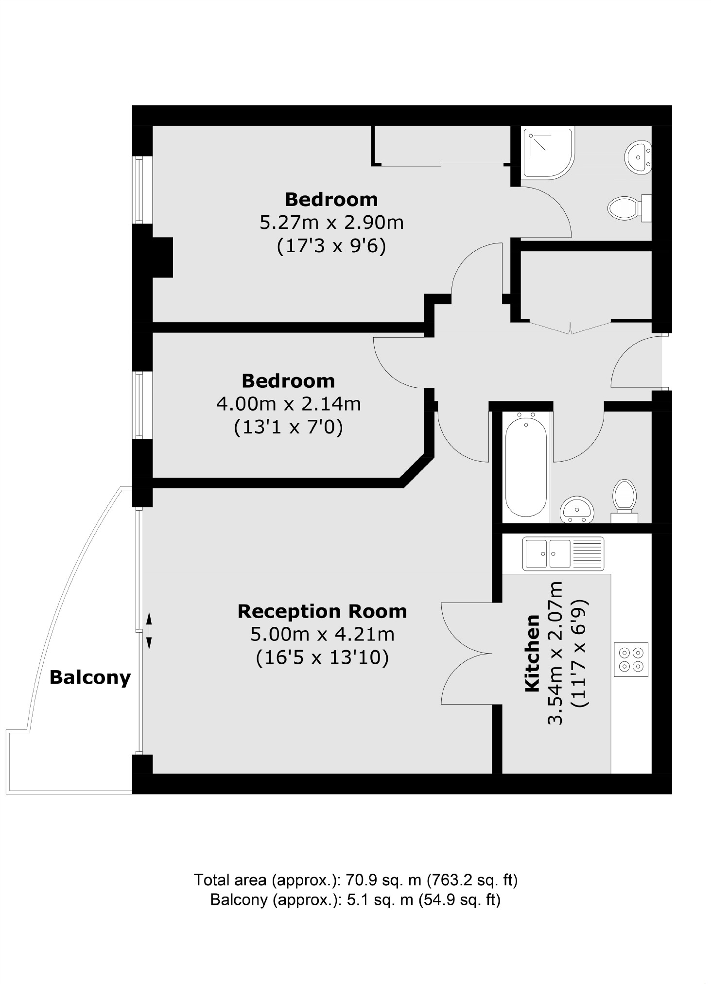 Flat 39, Bridge House, 18, St. George Wharf, London floorplan