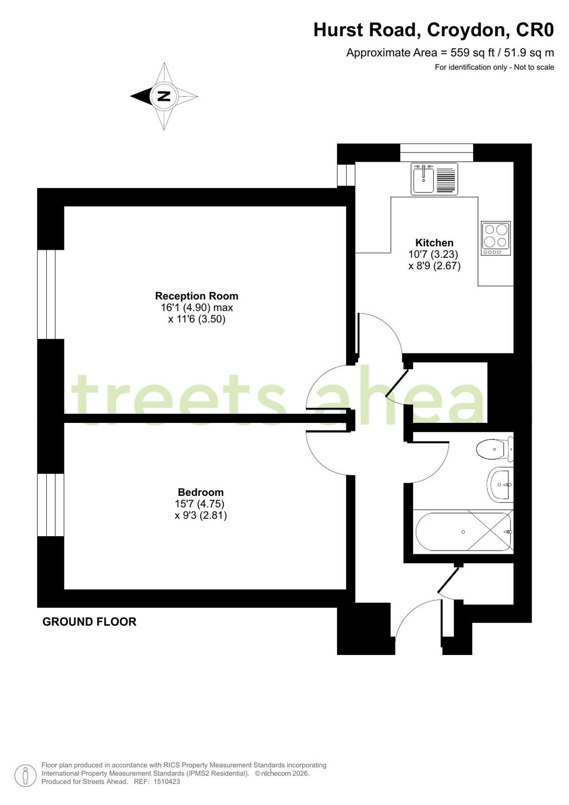 Flat 1,, 11, Hurst Road, Croydon floorplan