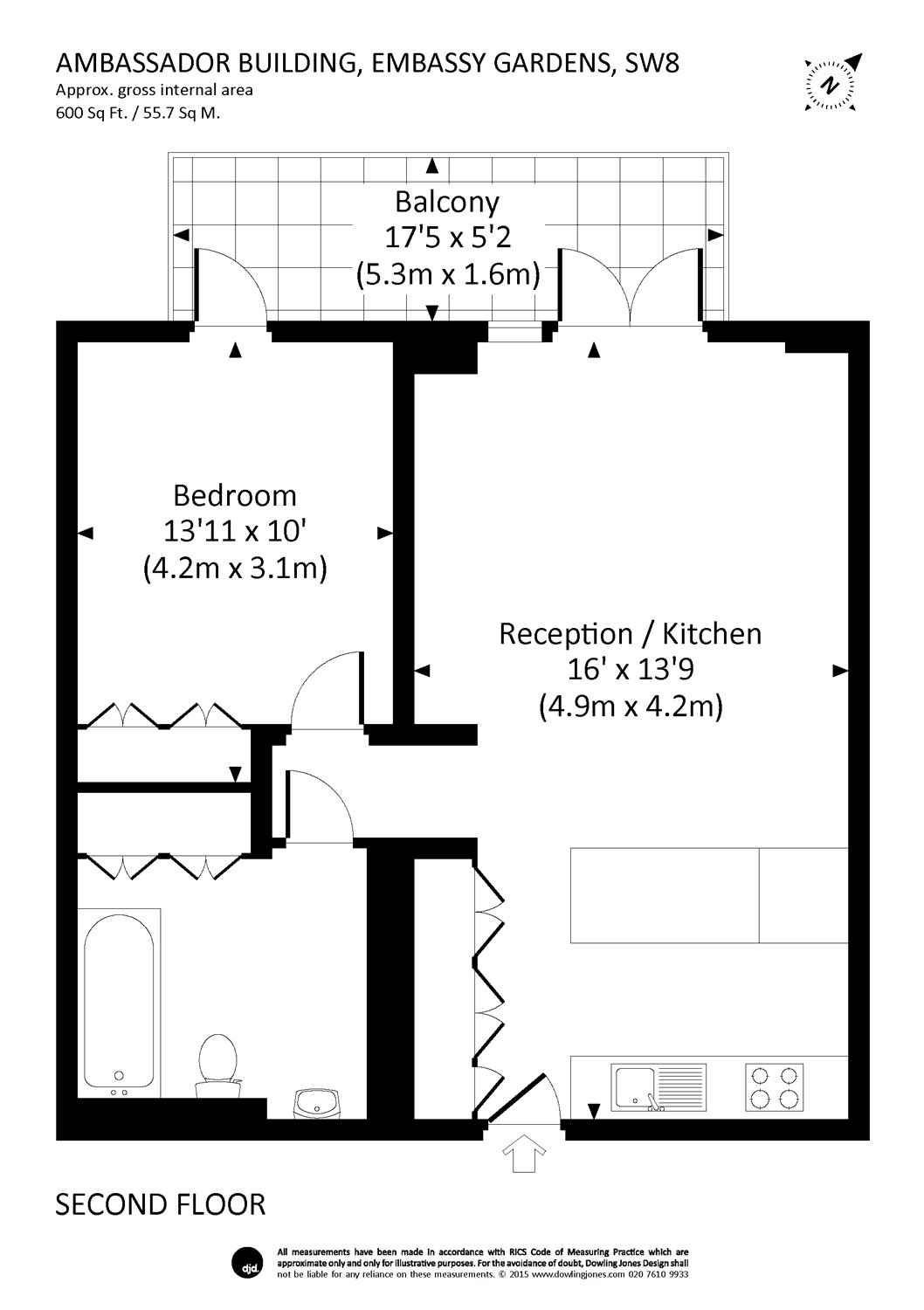 1 Bedrooms Flat to rent in Ambassador Building, 5 New Union Square, London SW11