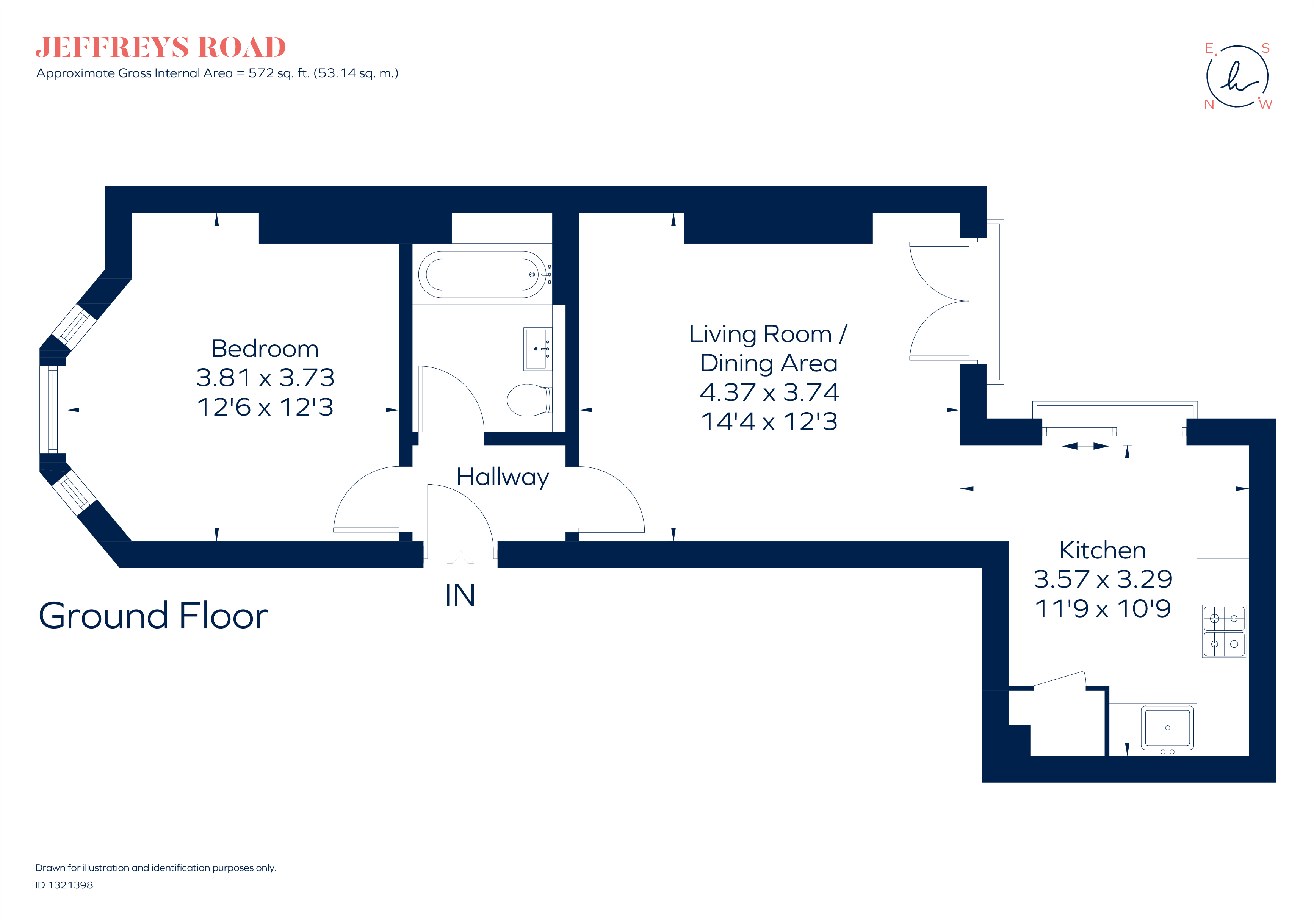 Apartment 1, 39, Jeffreys Road, London floorplan