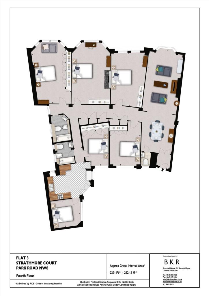 Flat 3,, Strathmore Court, St John's Wood floorplan