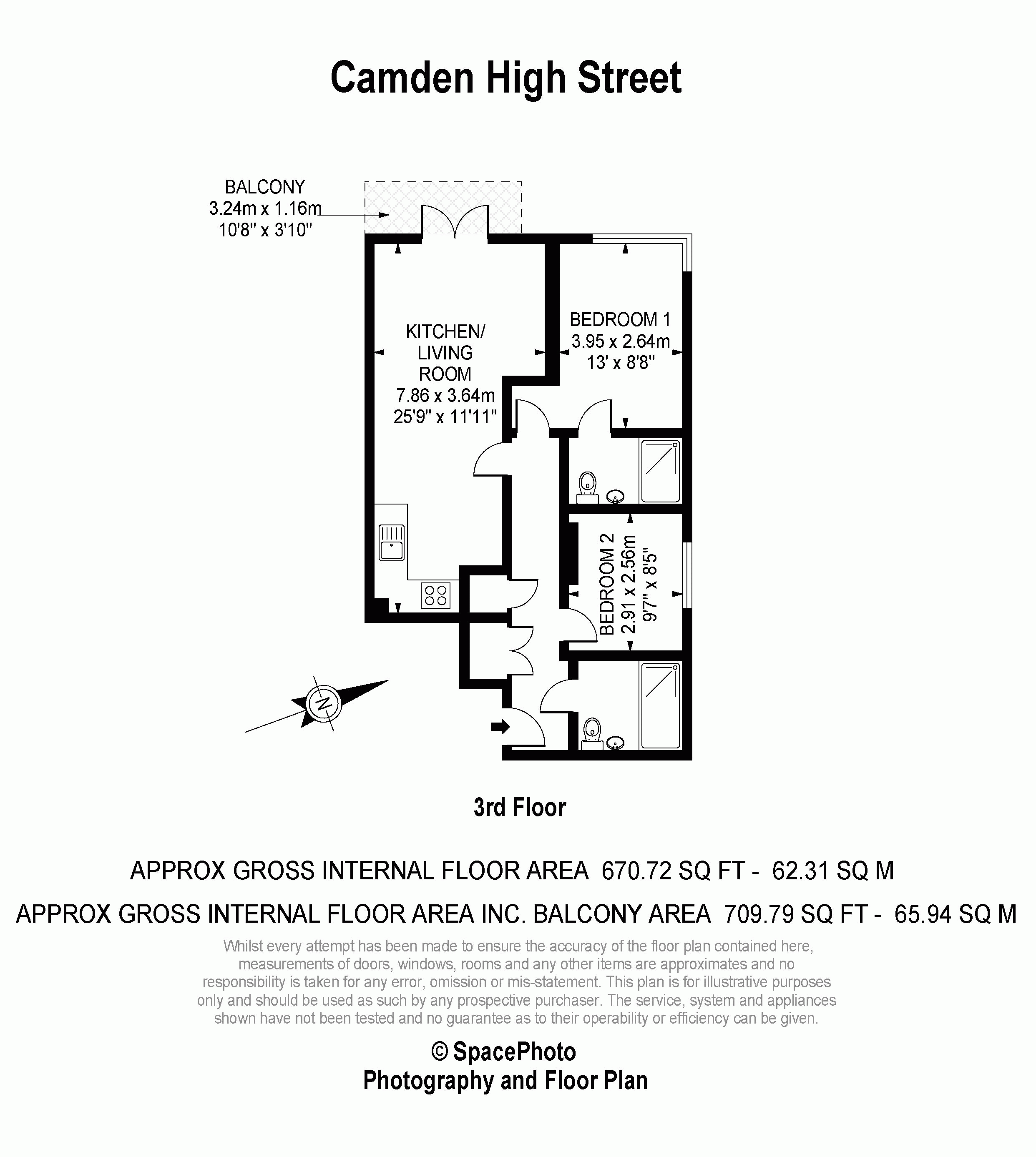 2 Bedrooms Flat to rent in Camden High Street, London NW1