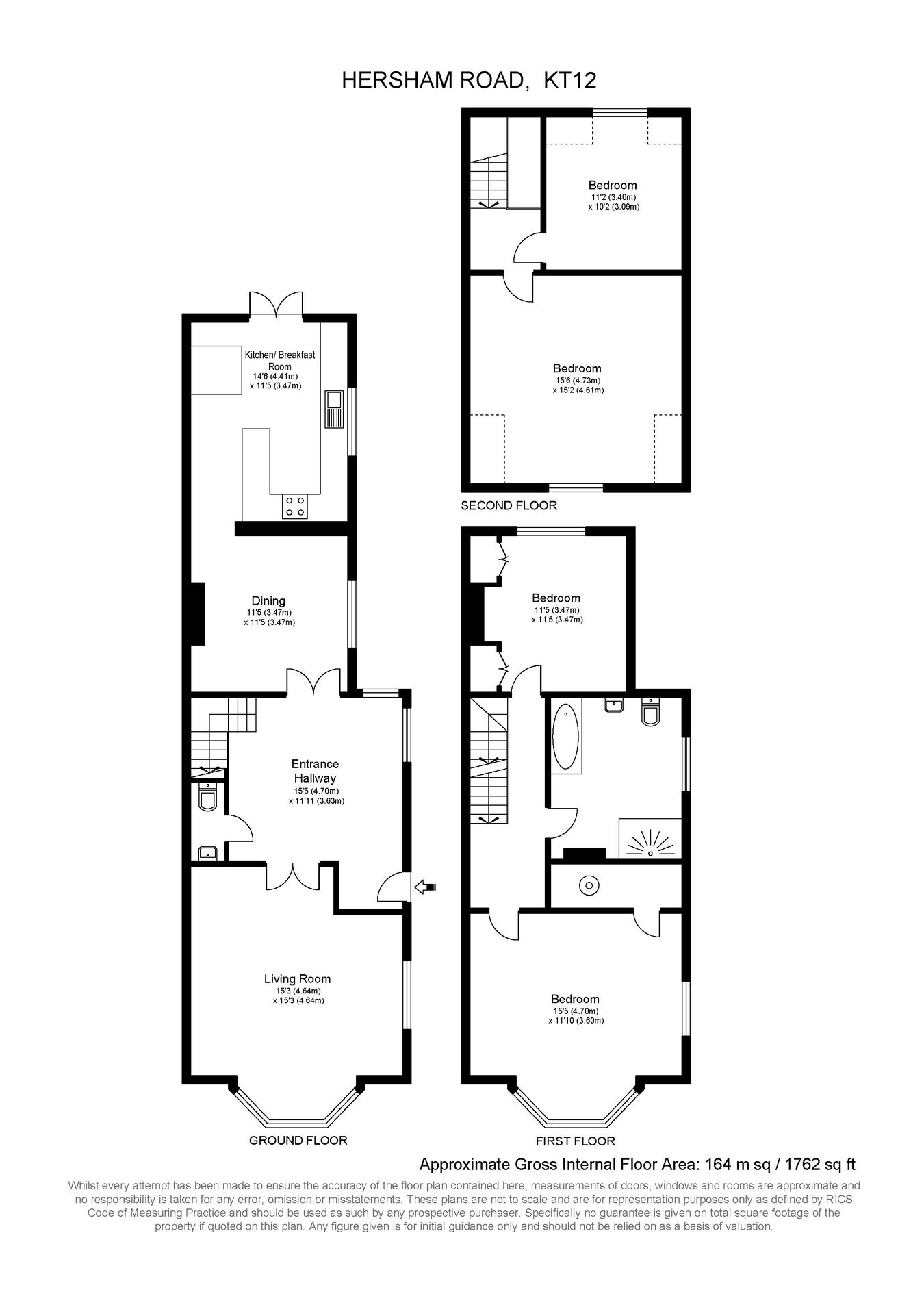 180, Hersham Road, WALTON-ON-THAMES floorplan