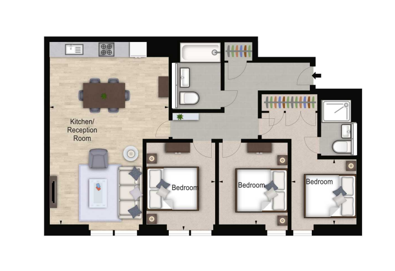 Apartment 709 Merchant Square, 3, Merchant Square, Paddington floorplan