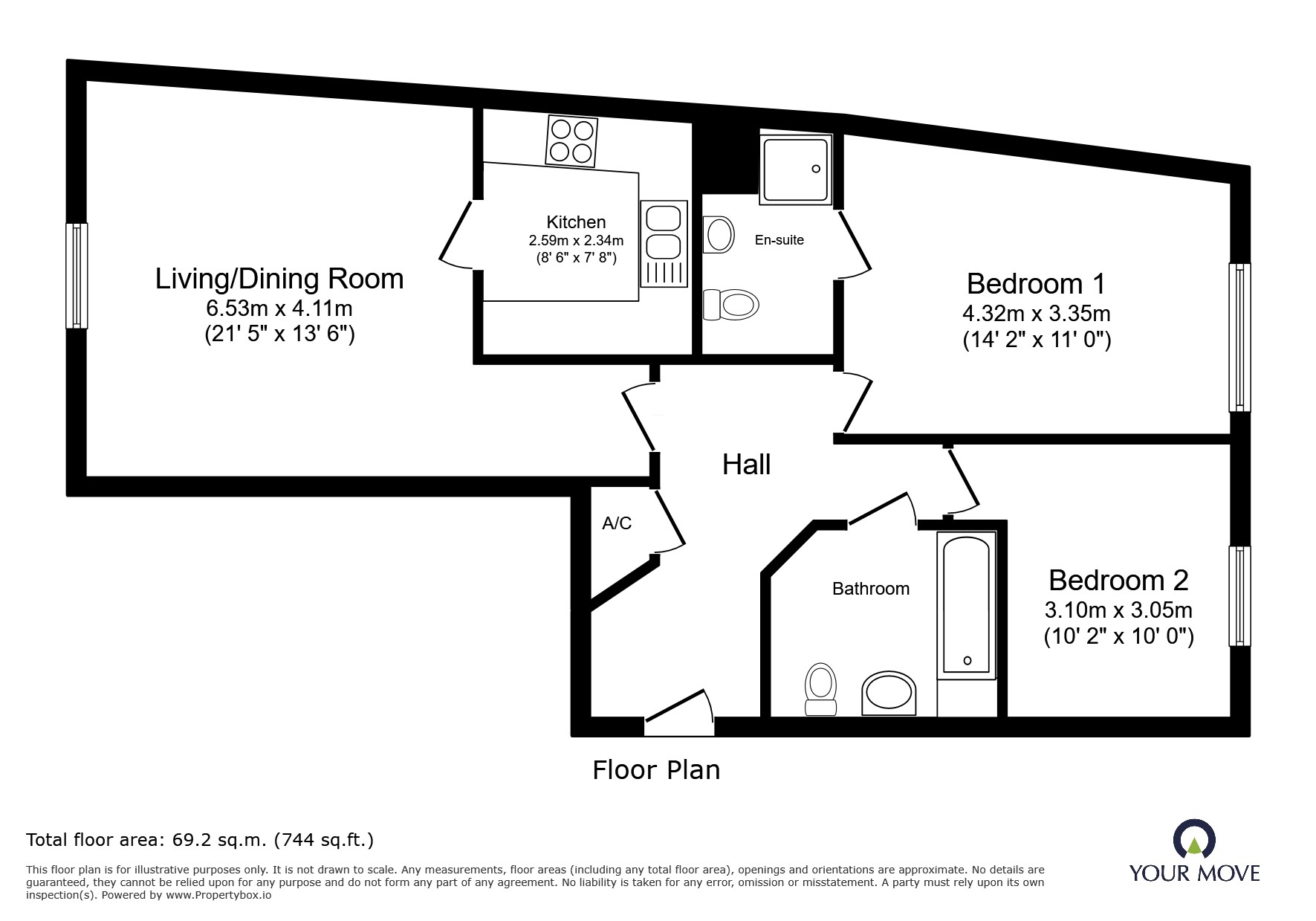 Flat 45, Crown Quay,, Prebend Street, Bedfordshire floorplan
