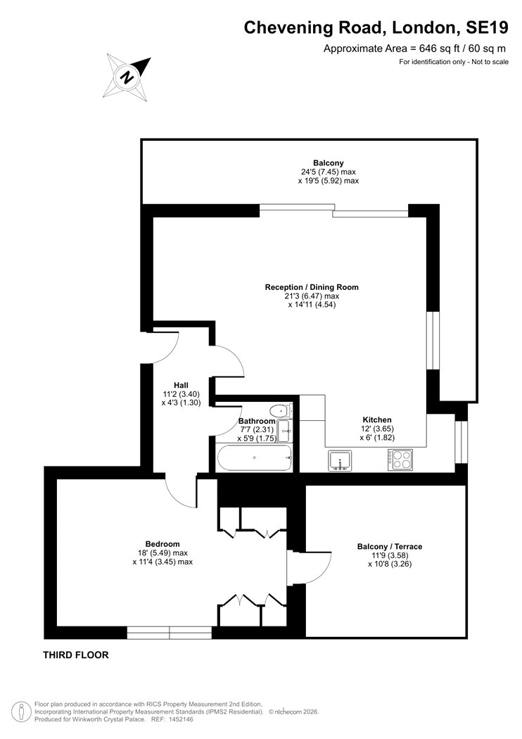 Flat 4, Chalice Court, 41, Chevening Road, London floorplan