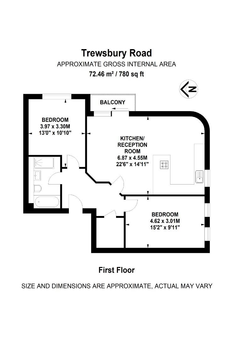 Flat 4, 2-4, Trewsbury Road, London floorplan
