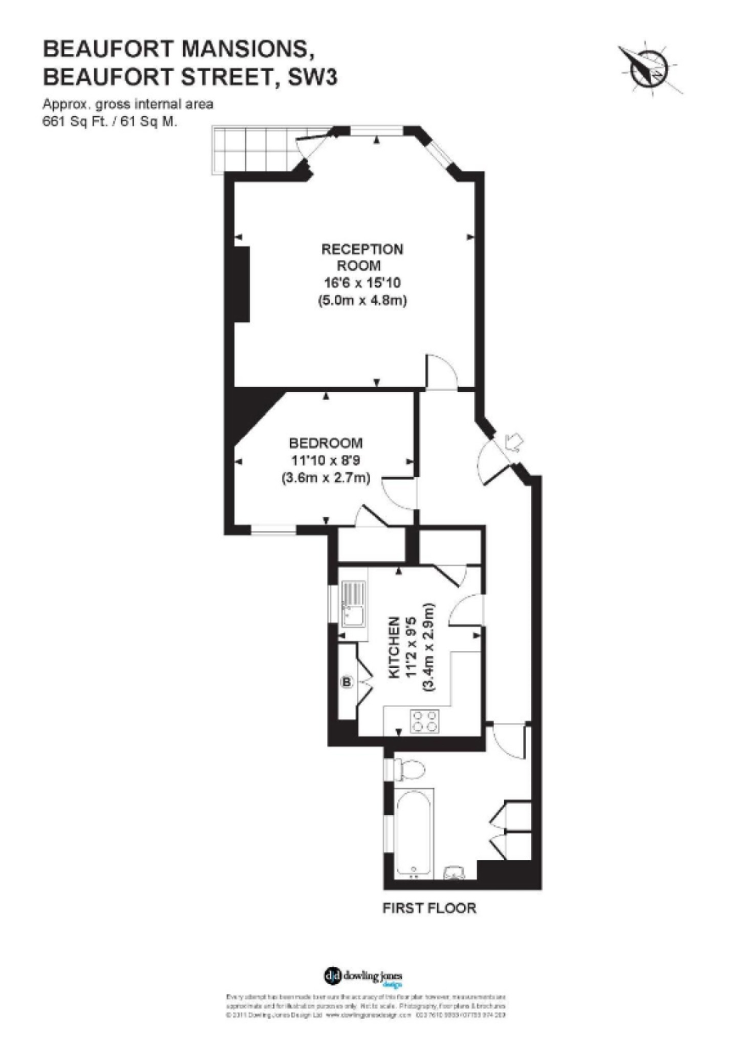 Flat 100, Beaufort Mansions, Beaufort Street, London floorplan