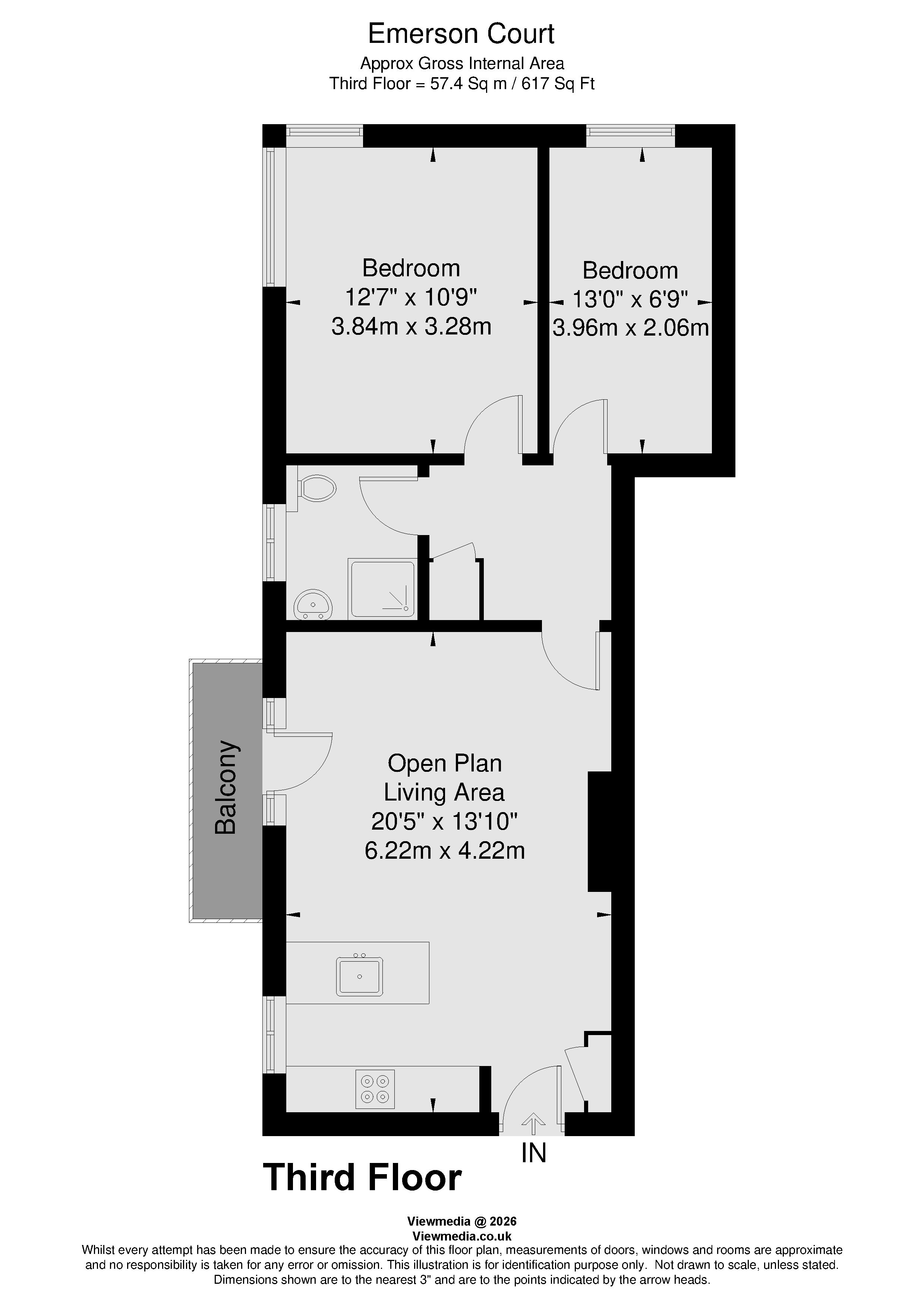 Flat 32, Emerson Court,, Wimbledon Hill Road, London floorplan