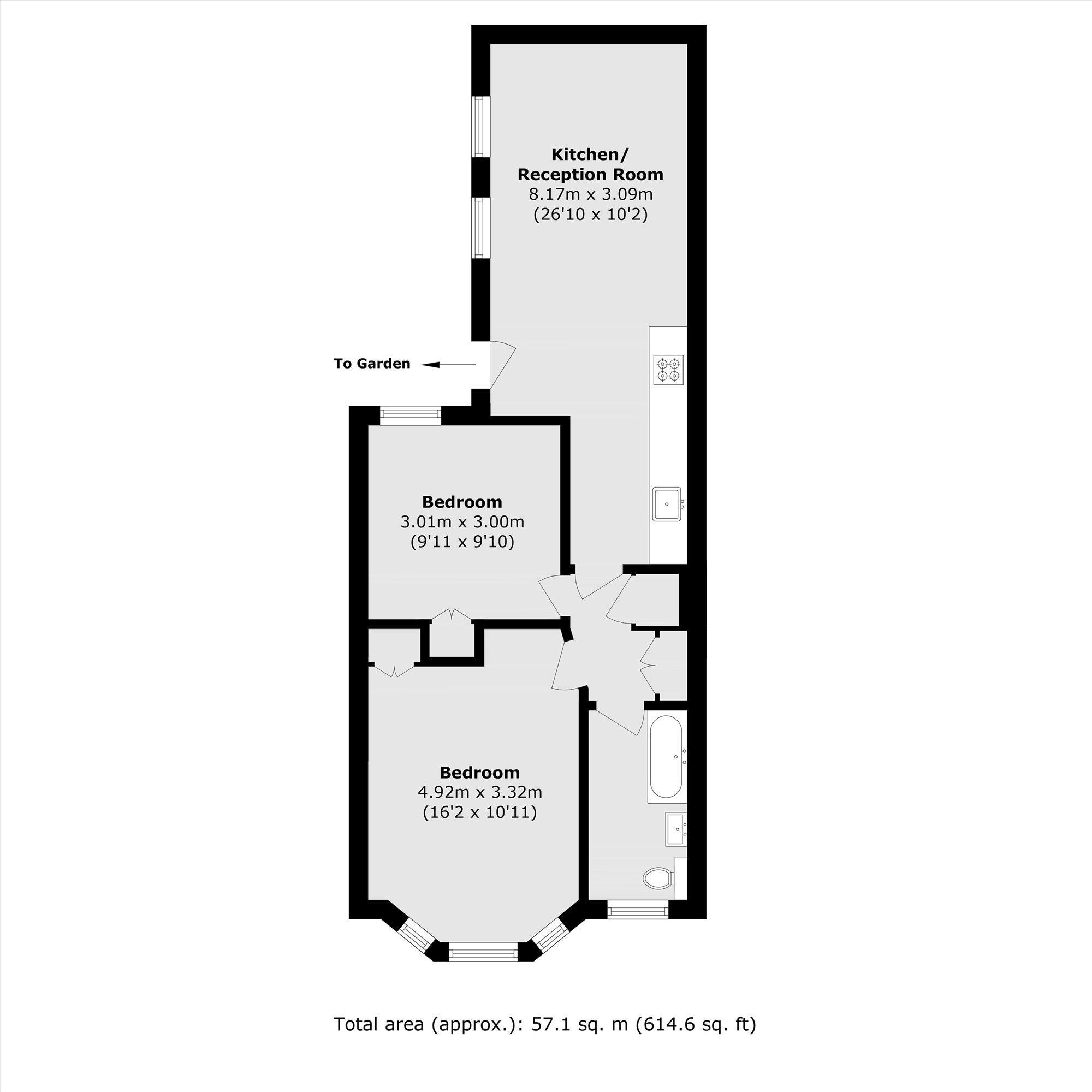 Basement Flat, 86, Rossiter Road, London floorplan