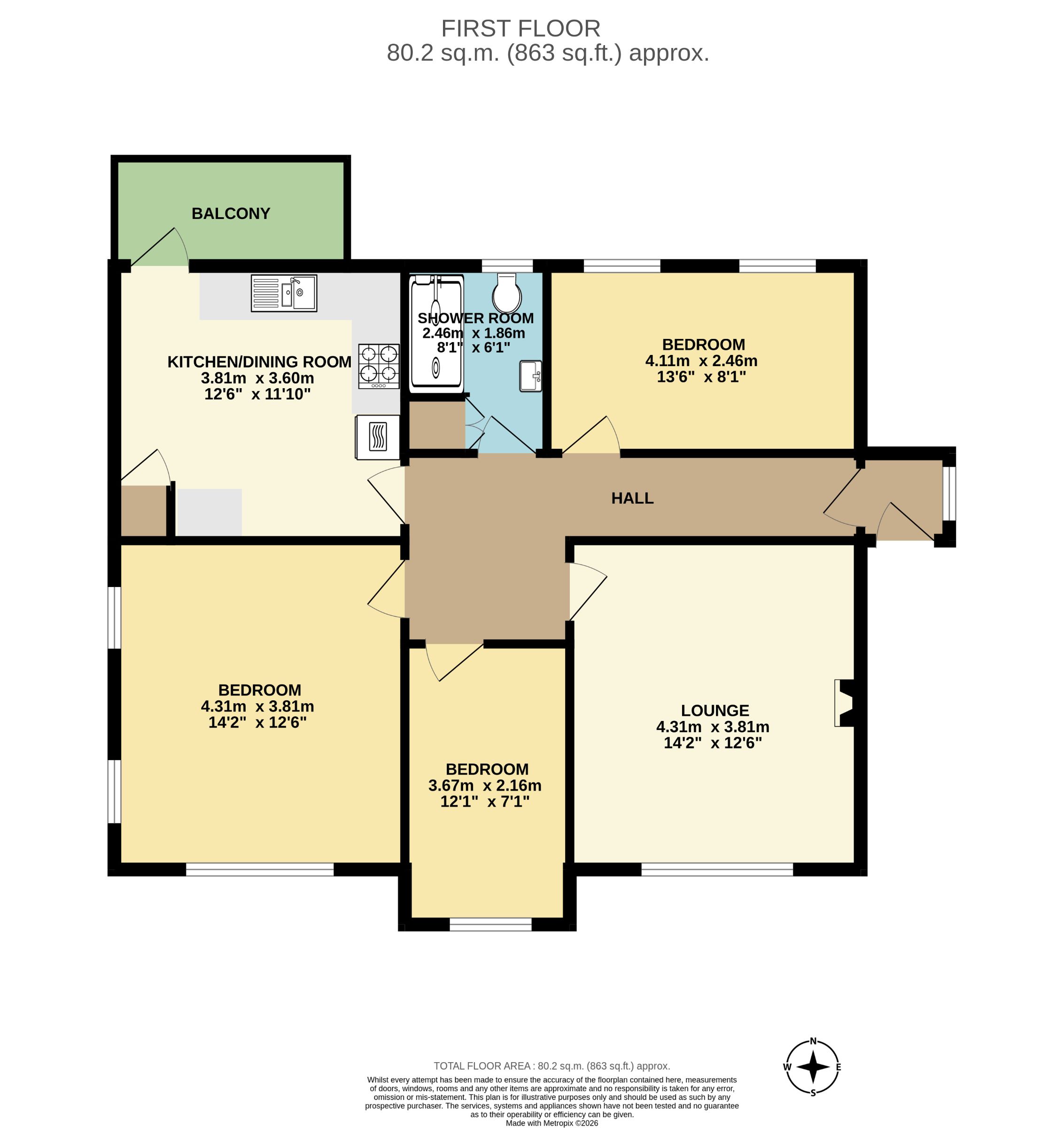 Top Flat, 36 Headland Park Road, Paignton floorplan