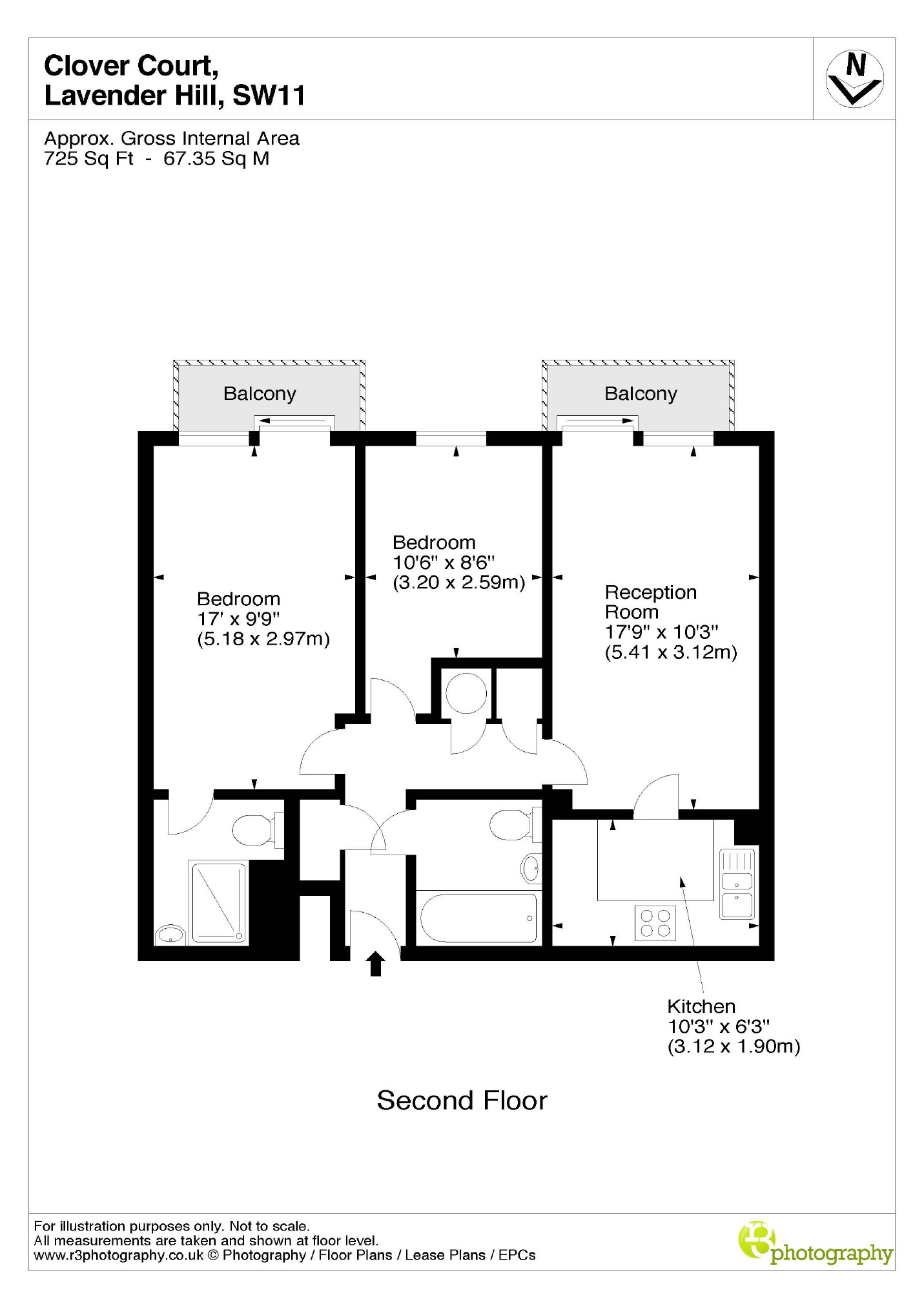 7 Clover Court, 146-148, Lavender Hill, London floorplan