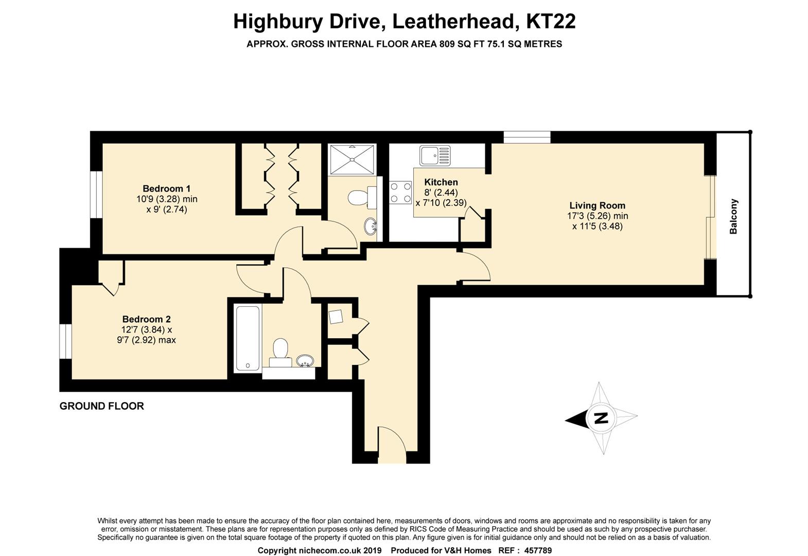 2 Bedrooms Flat for sale in Highbury Drive, Leatherhead KT22