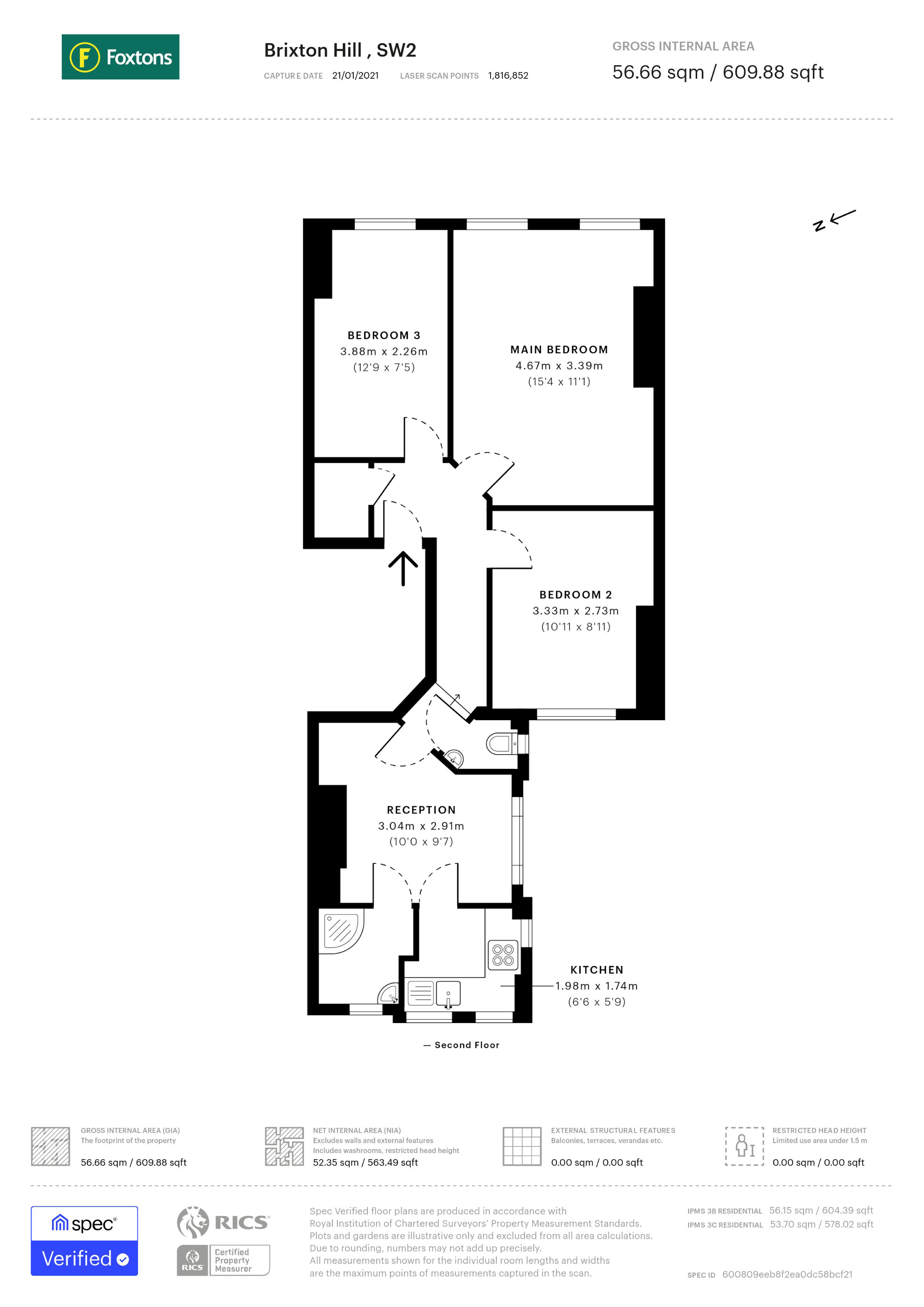 Brixton Hill, Brixton Hill, London SW2, 3 bedroom flat to rent