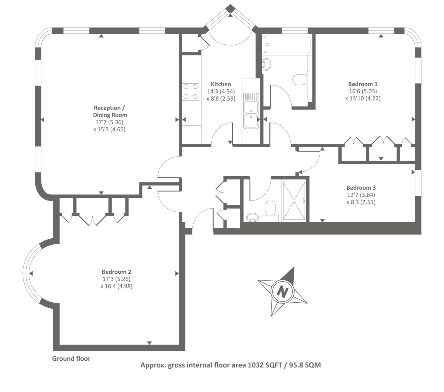 3 Bedrooms Flat to rent in Edward Mews, London NW1