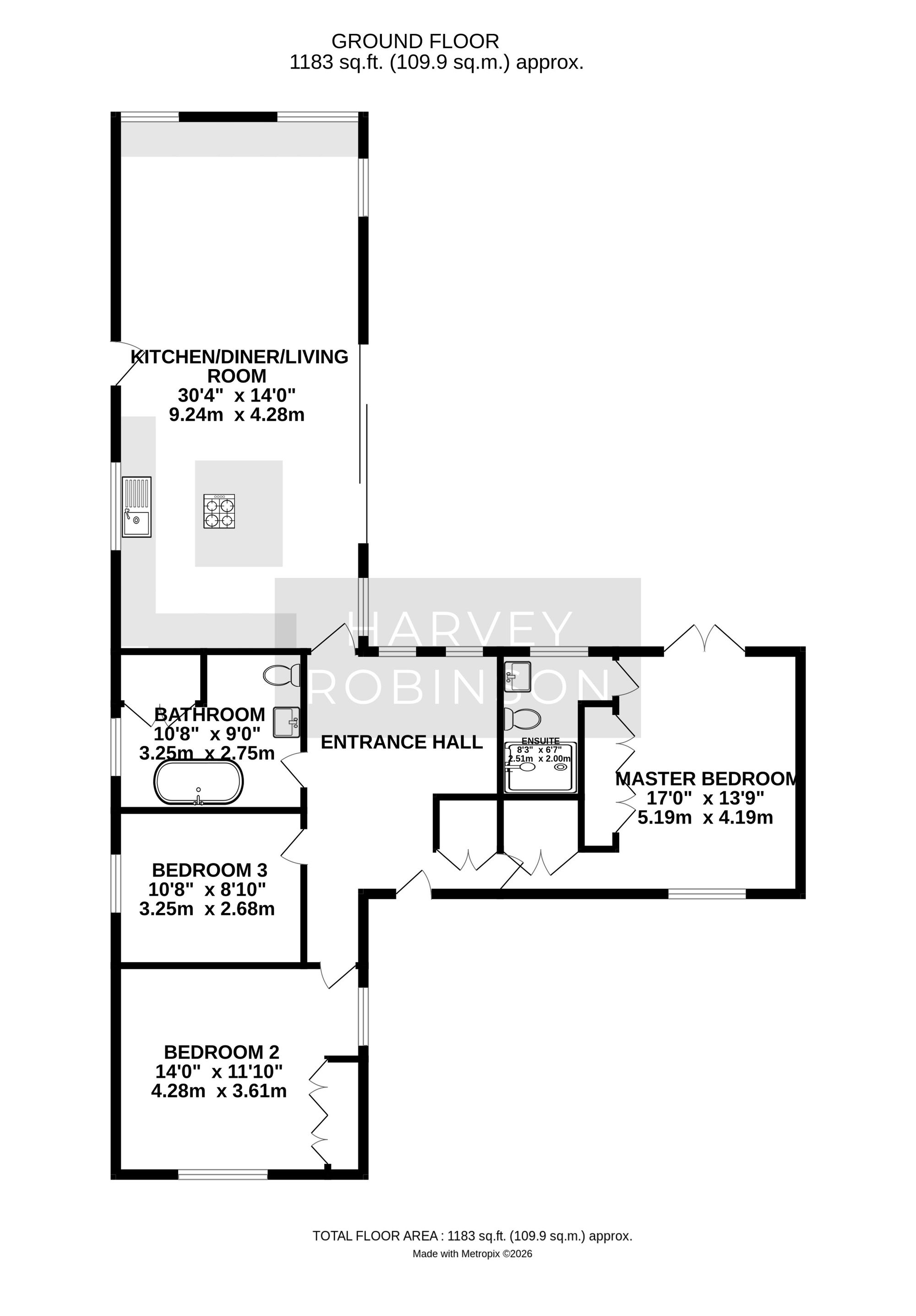 1 Mill Close, Huntingdon floorplan