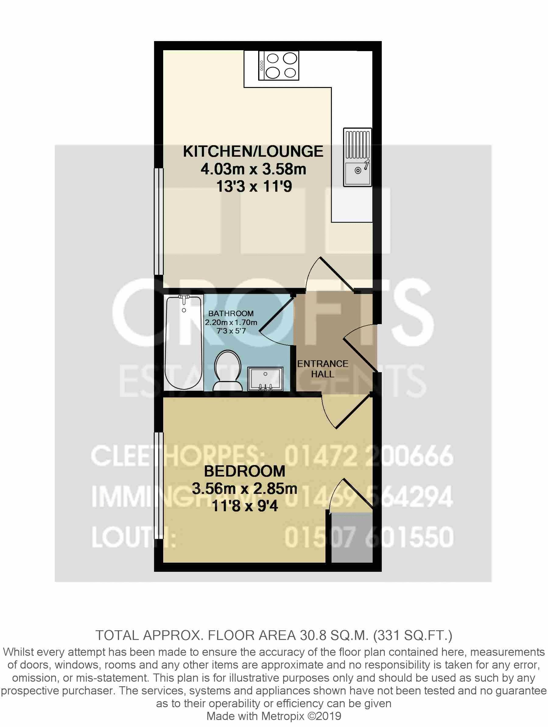 Flat 9 Farringford House 421, Grimsby Road, Cleethorpes floorplan