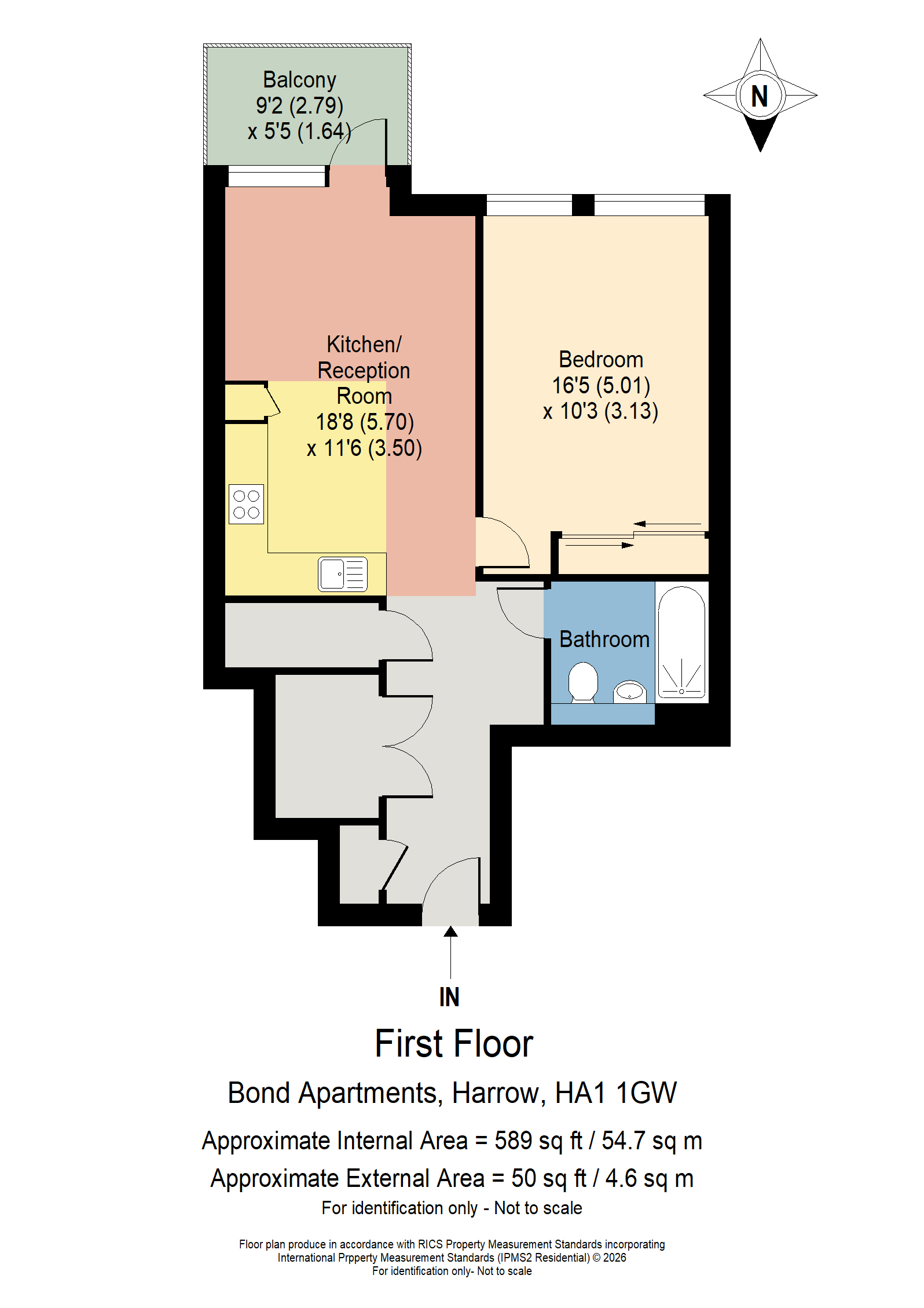 Flat 8 Bond Apartments, Perceval Square, College Road, Harrow floorplan