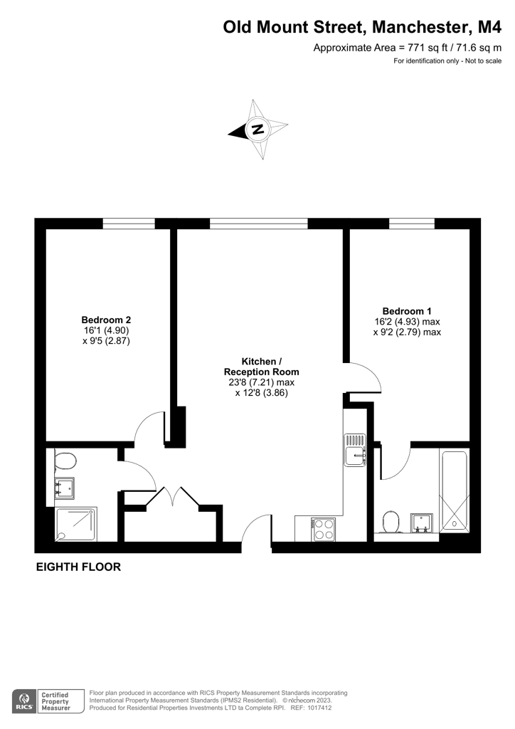 Flat 814, Mount Yard,, 2, Old Mount Street, Manchester floorplan