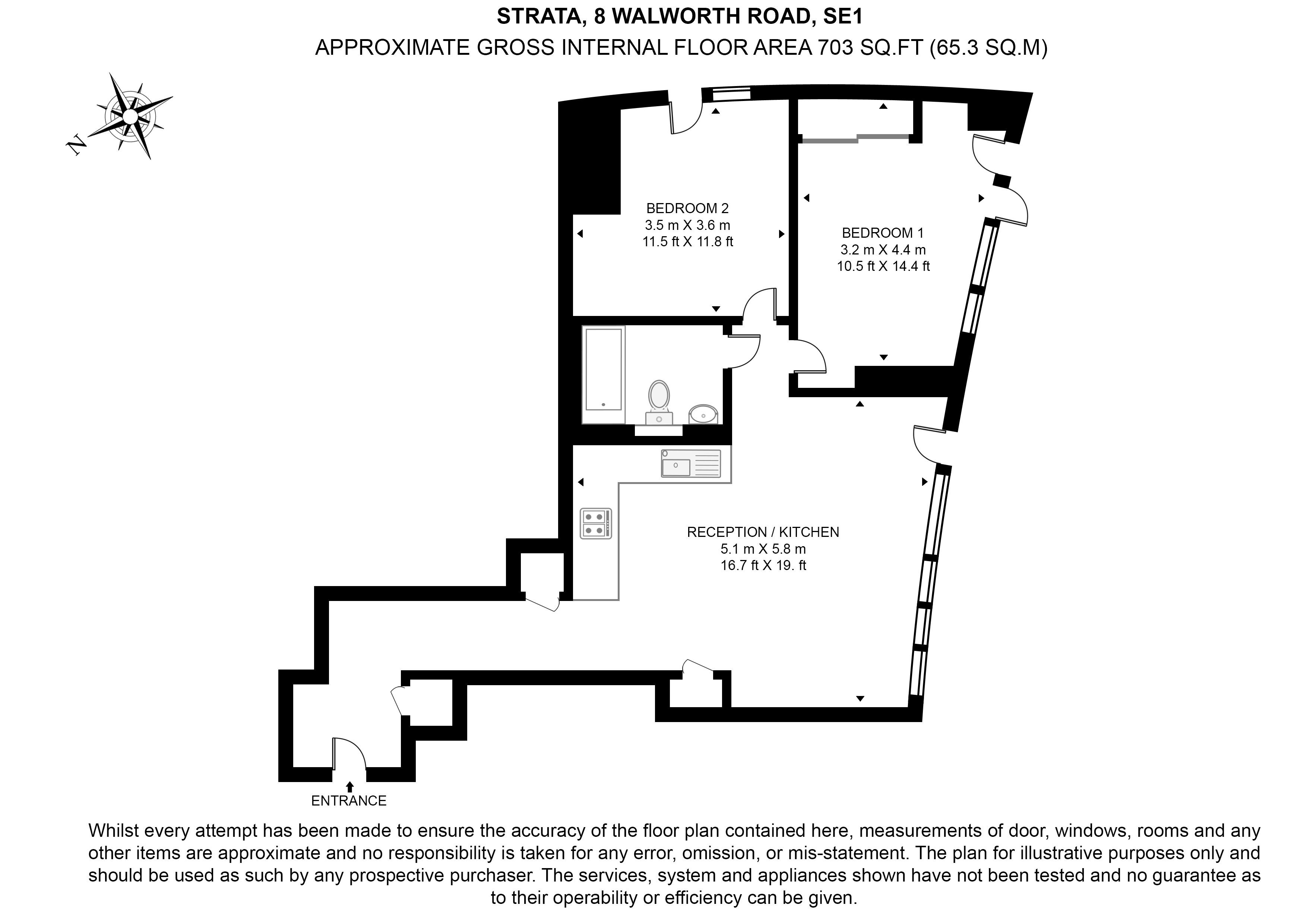 Flat 405,, Strata, Elephant and Castle floorplan