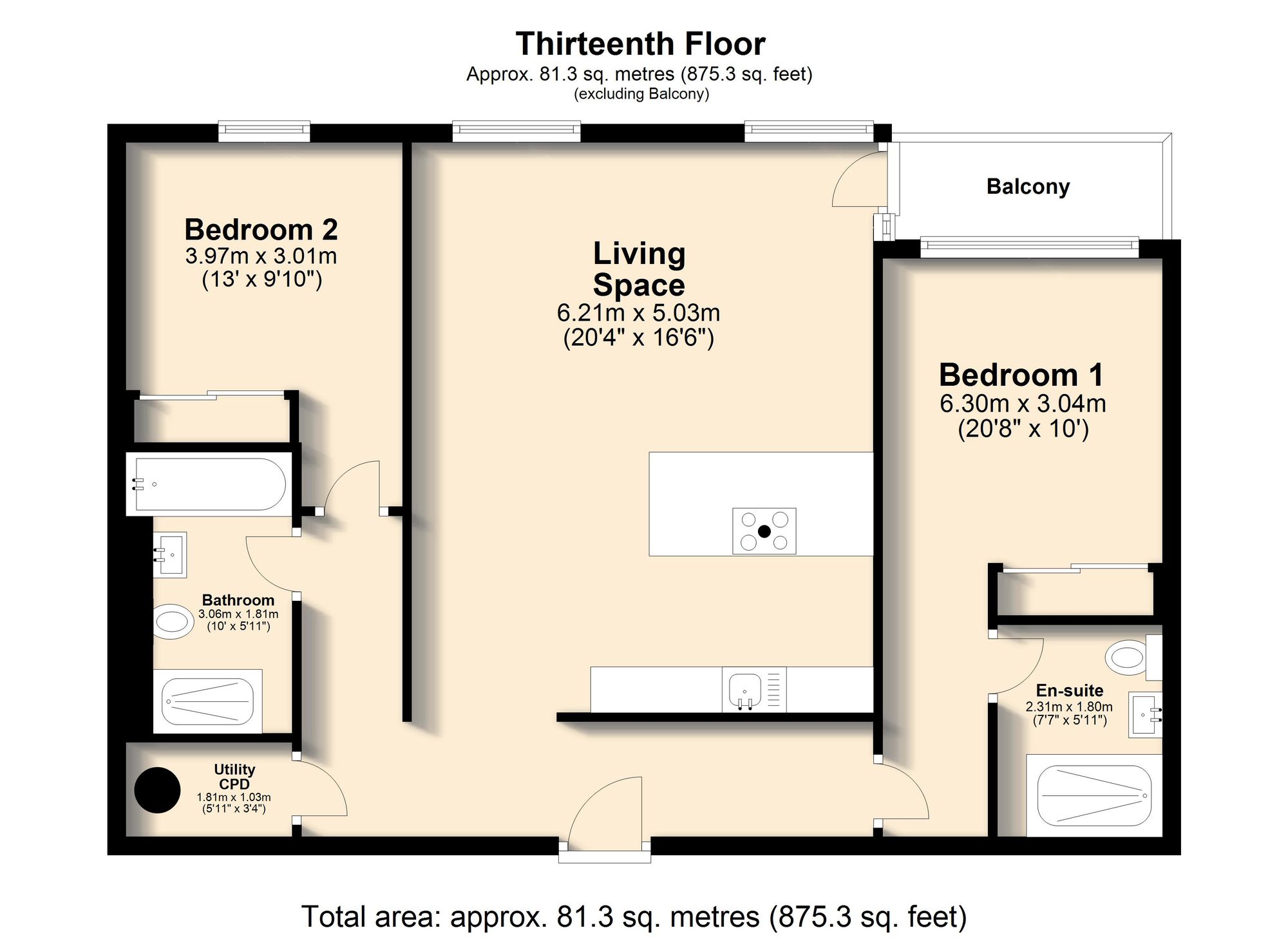 Apt 1303 Hallam Towers 272a Fulwood Road, Sheffield floorplan