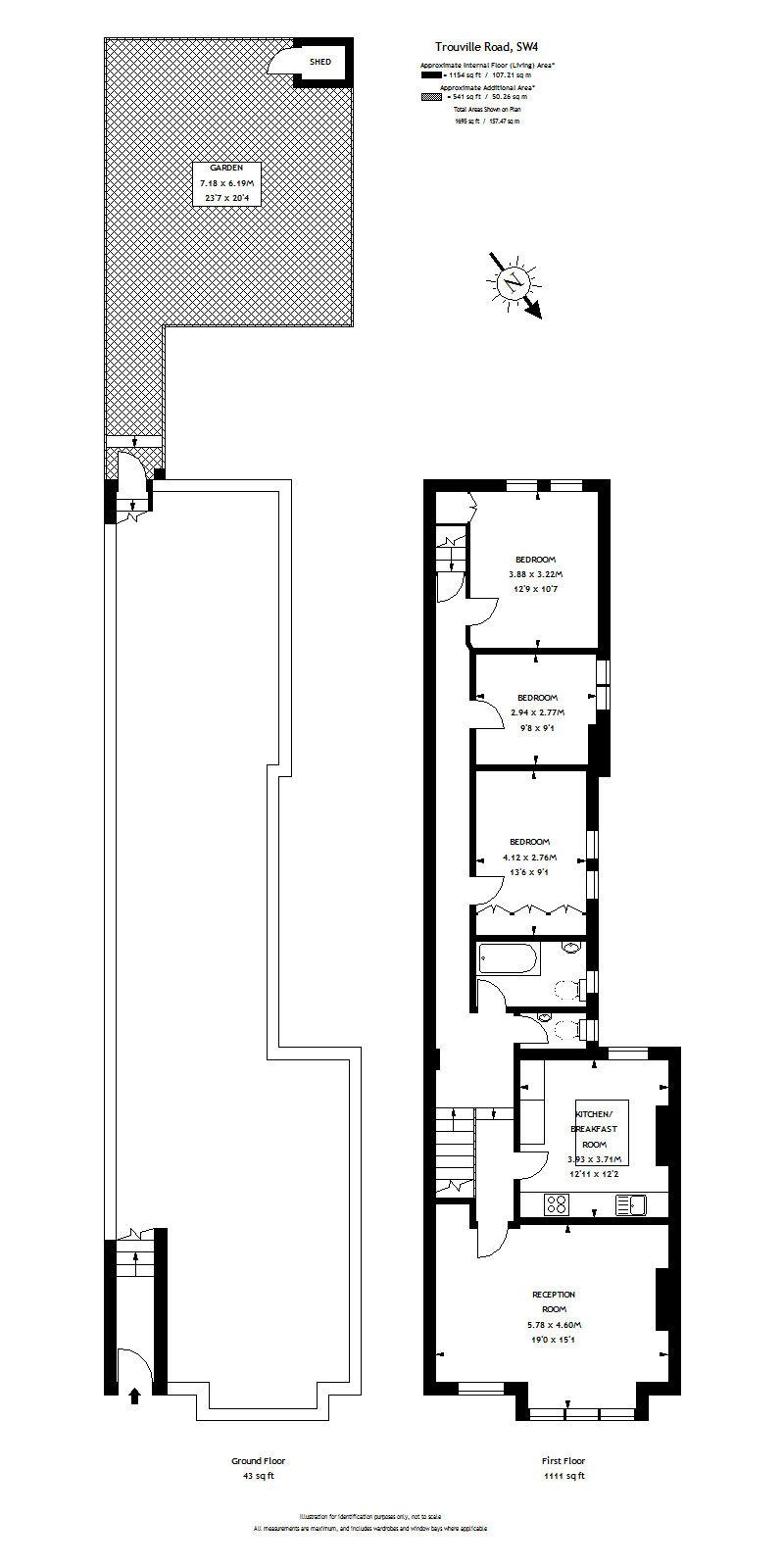 3 Bedrooms Flat to rent in Trouville Road, London SW4