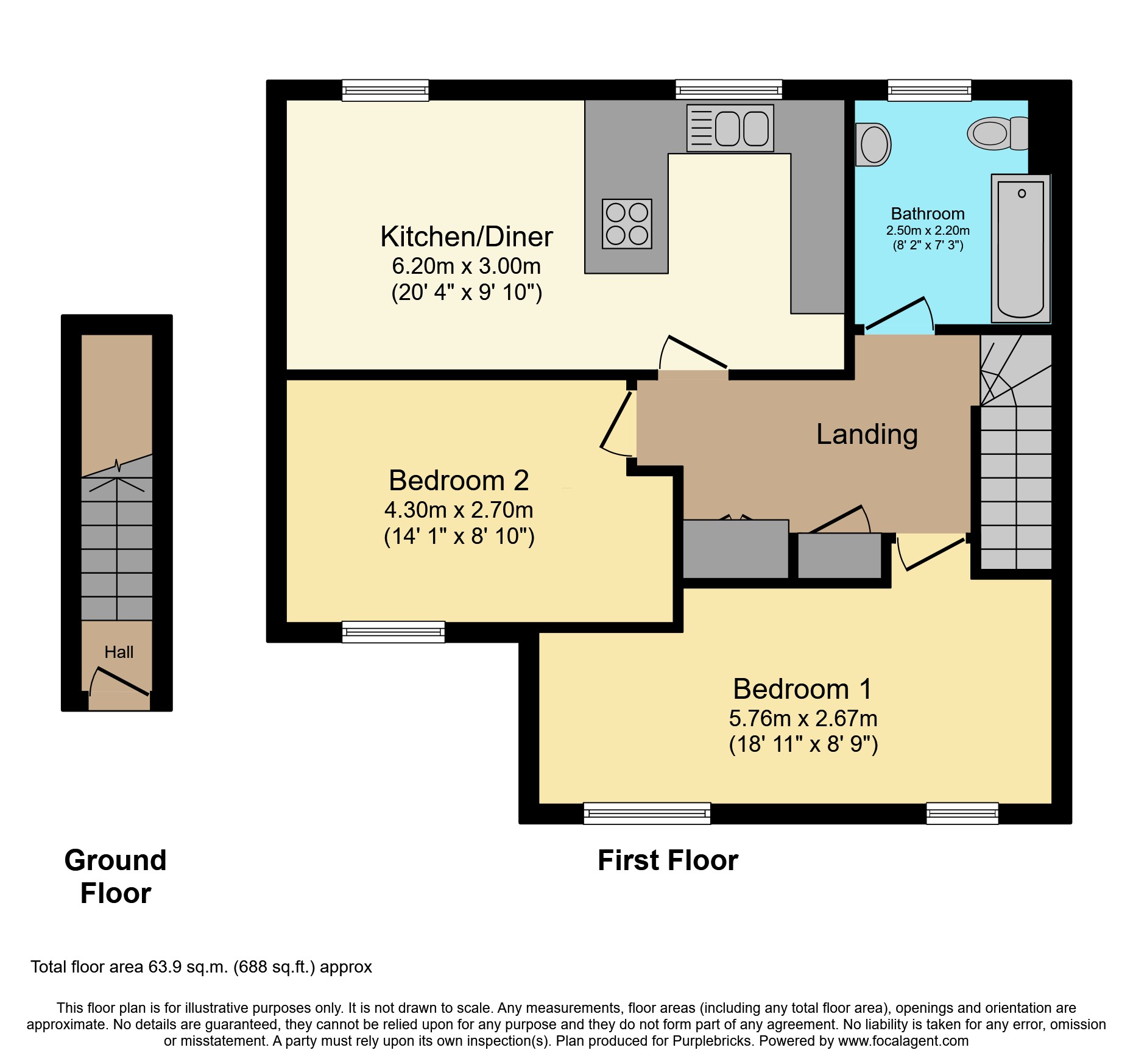 Flat 2, 61a, Beverley Gardens, Wembley floorplan