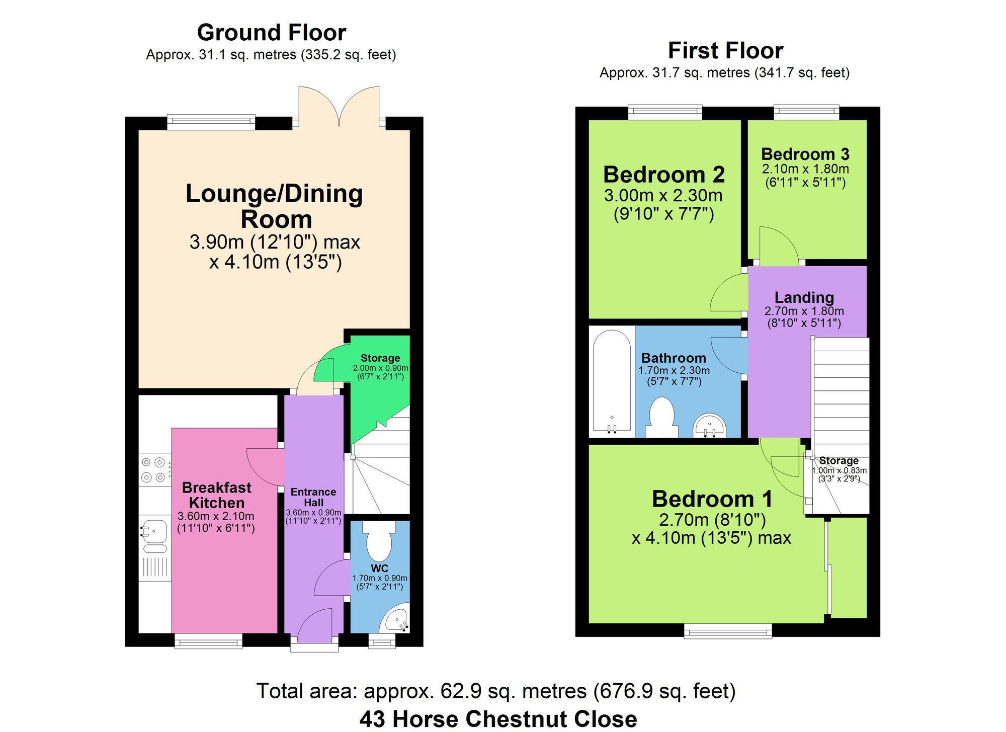43 Horse Chestnut Close, Chesterfield floorplan