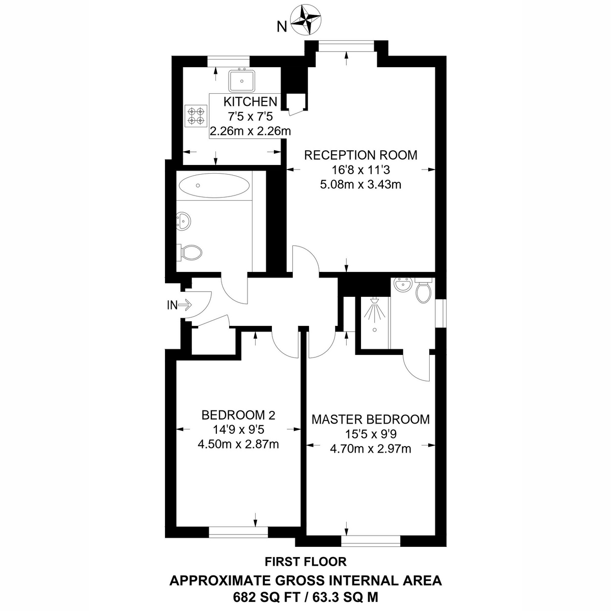 Flat Flat 3, 1b, Woodbury Close, Croydon floorplan