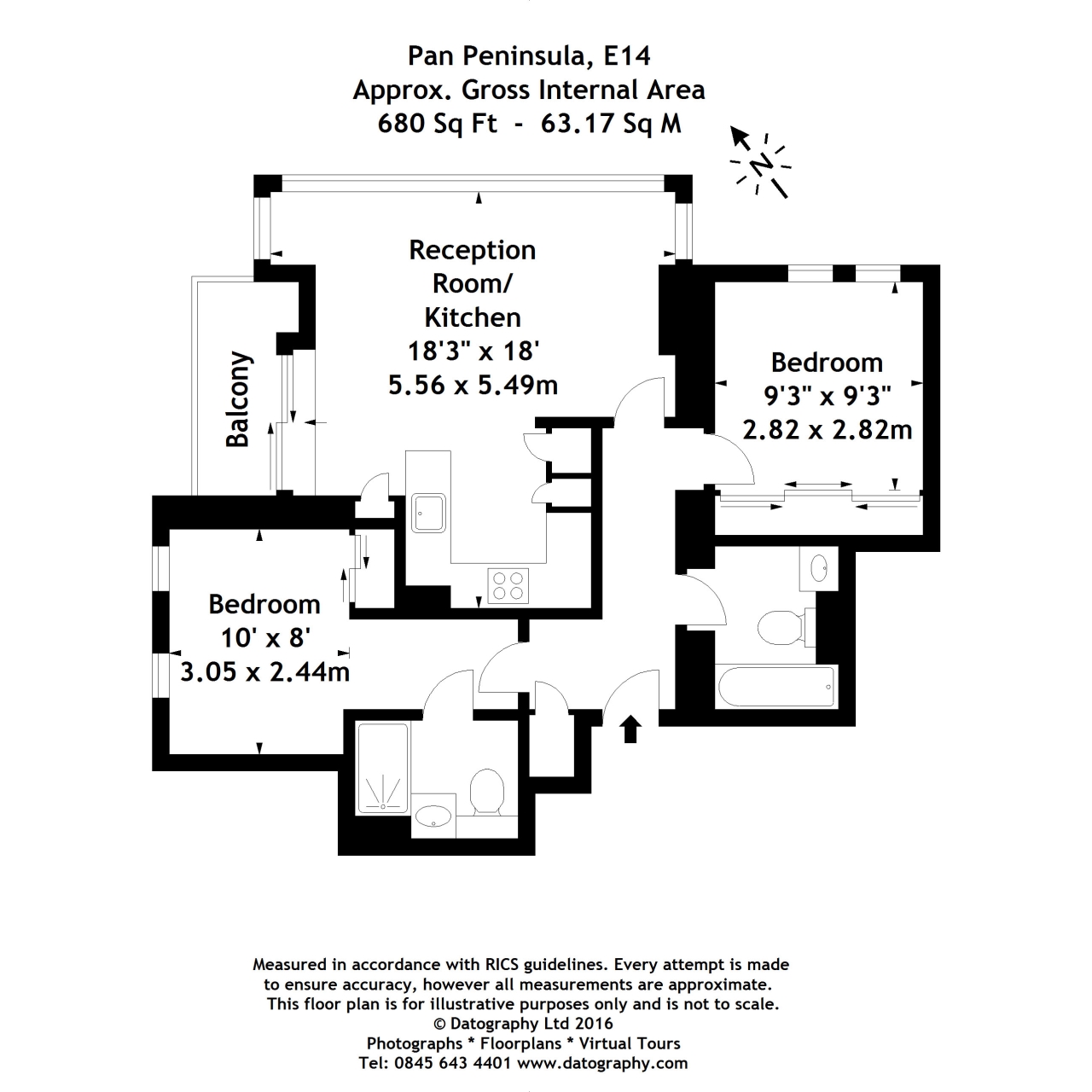 Flat 403 East Tower, 3, Pan Peninsula Square, London floorplan