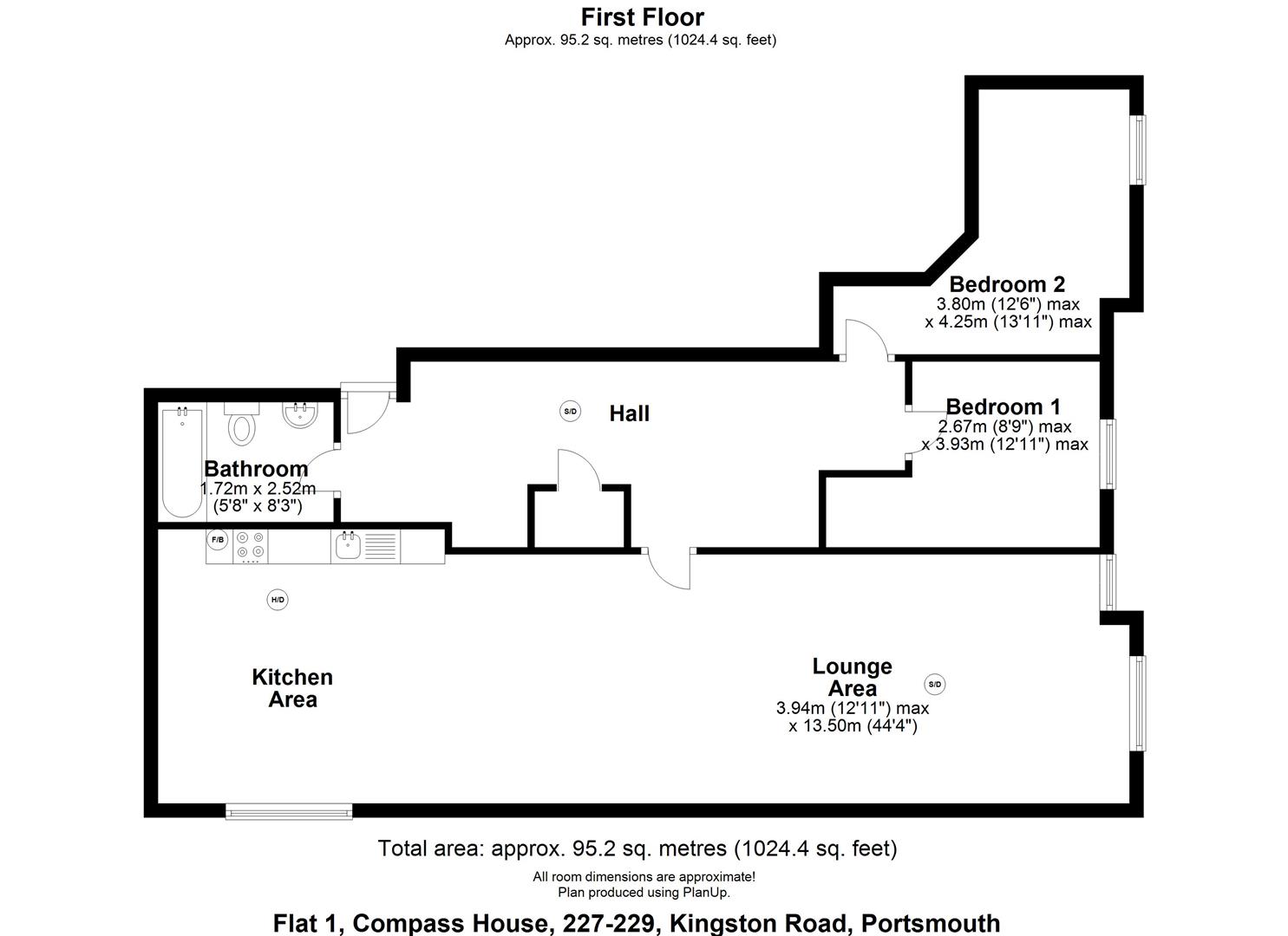 Flat 1, Compass House, 227-229 Kingston Road, Portsmouth floorplan