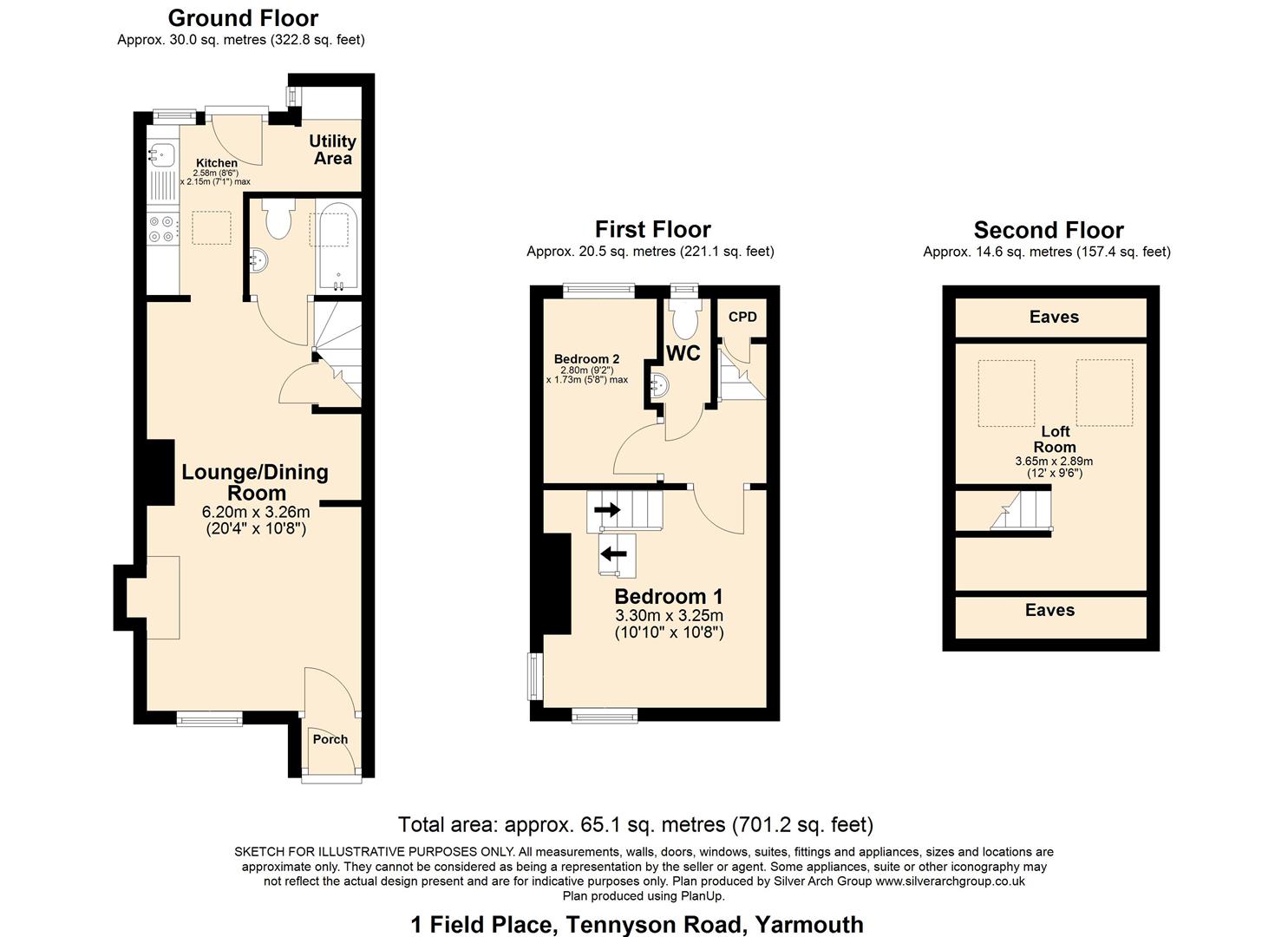 1 Field Place, Tennyson Road, Isle of Wight floorplan