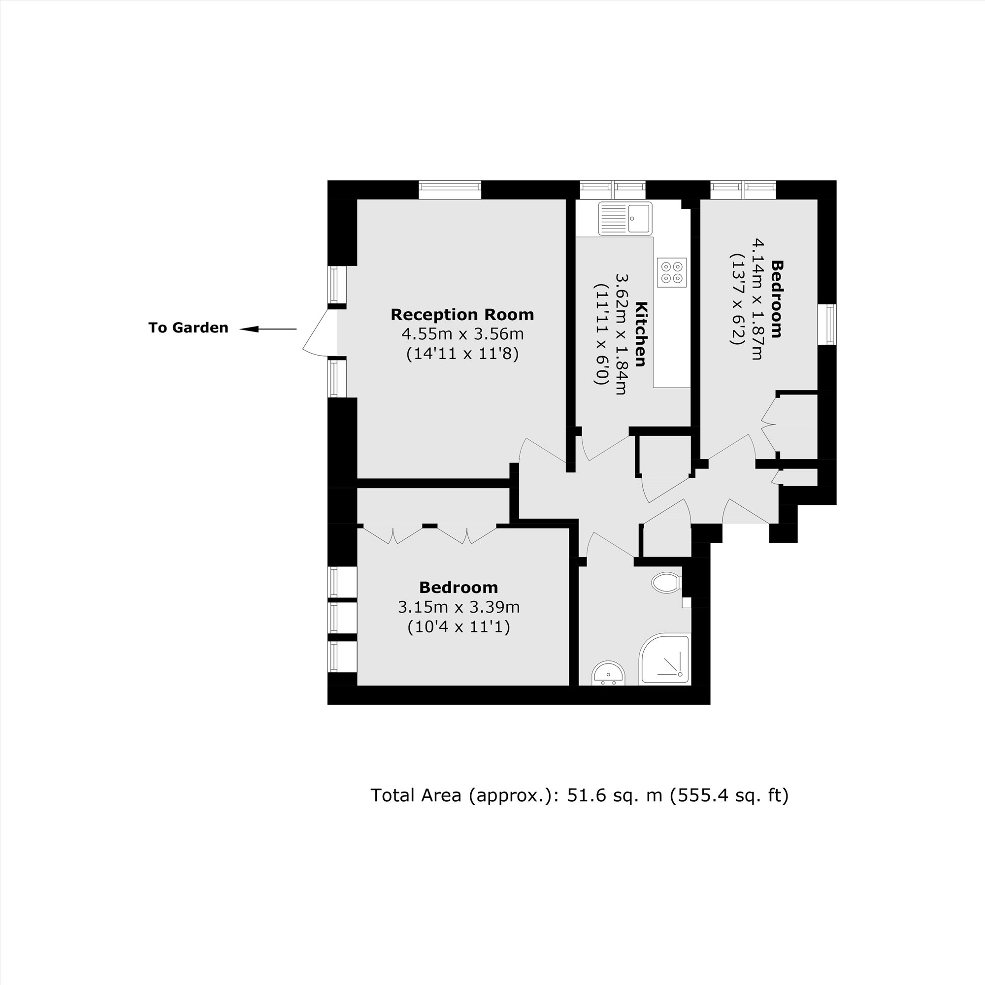 Flat 1, Fishers Court, 68, Walpole Road, Teddington floorplan