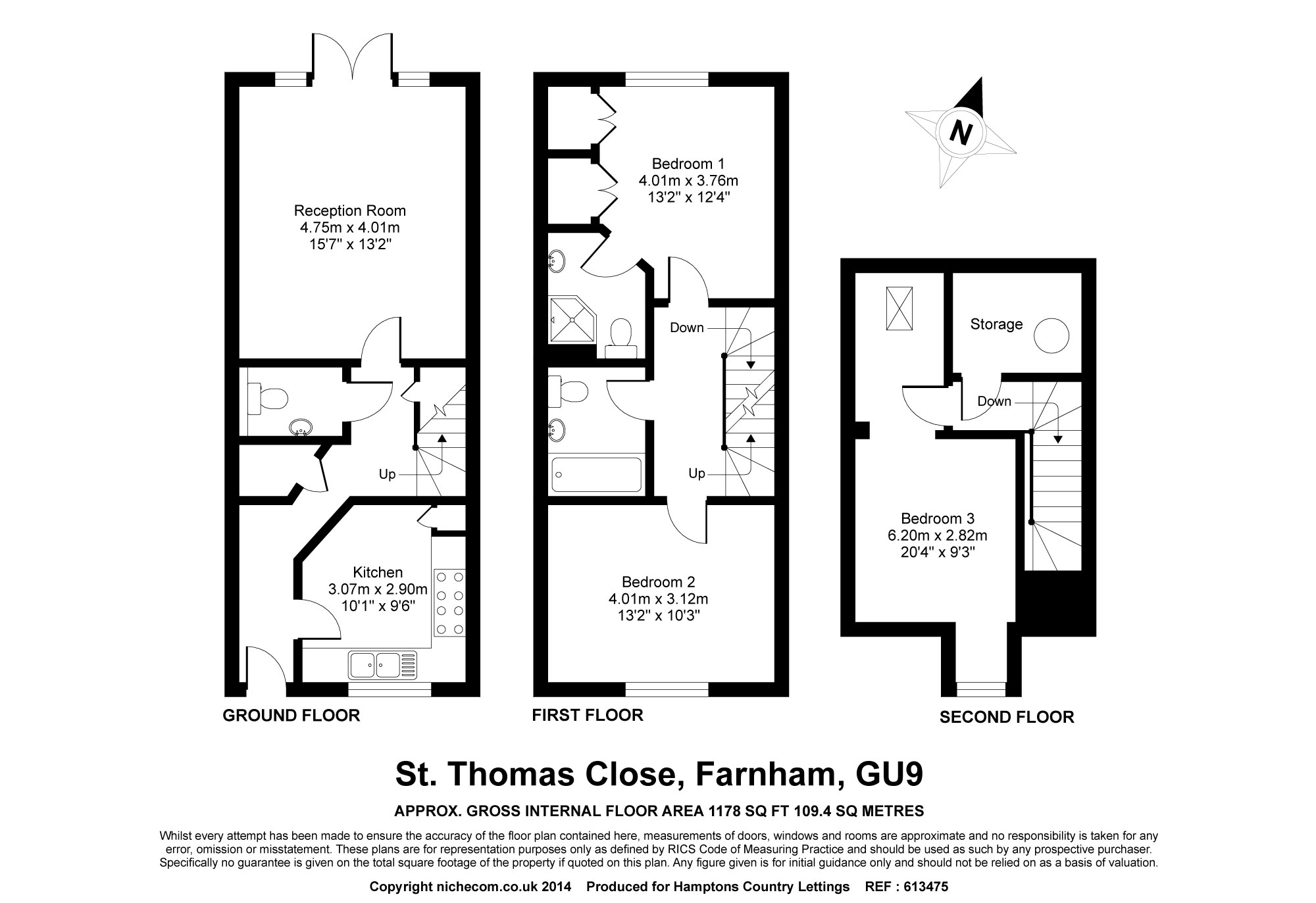 3 Bedrooms Terraced house to rent in St. Thomas Close, Farnham GU9