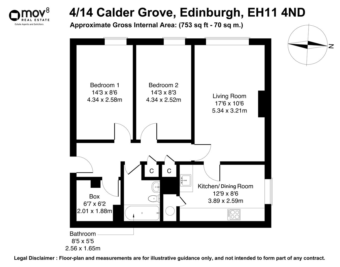 4/14, Calder Grove, Edinburgh floorplan