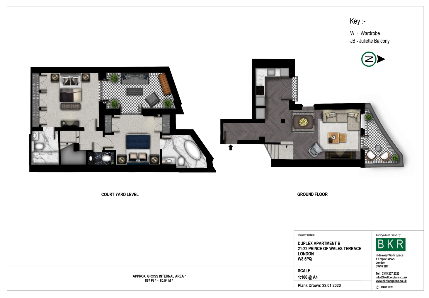 21 - 22,Apartment 2, Prince Of Wales Terrace, London floorplan