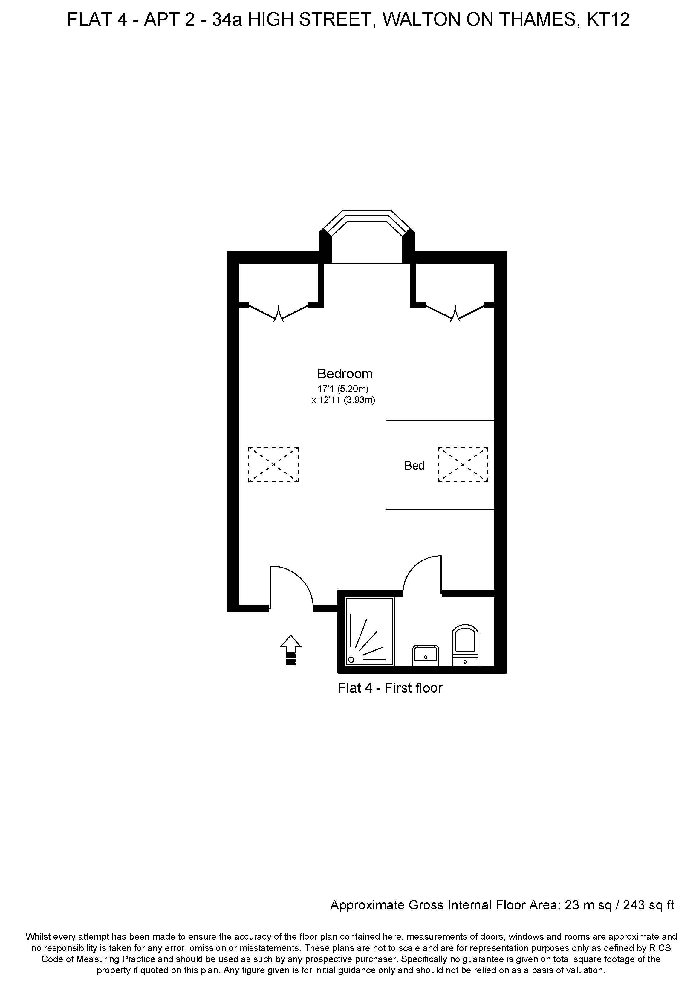 Apartment 2, Room 4, 34a High Street, Walton-On-Thames floorplan
