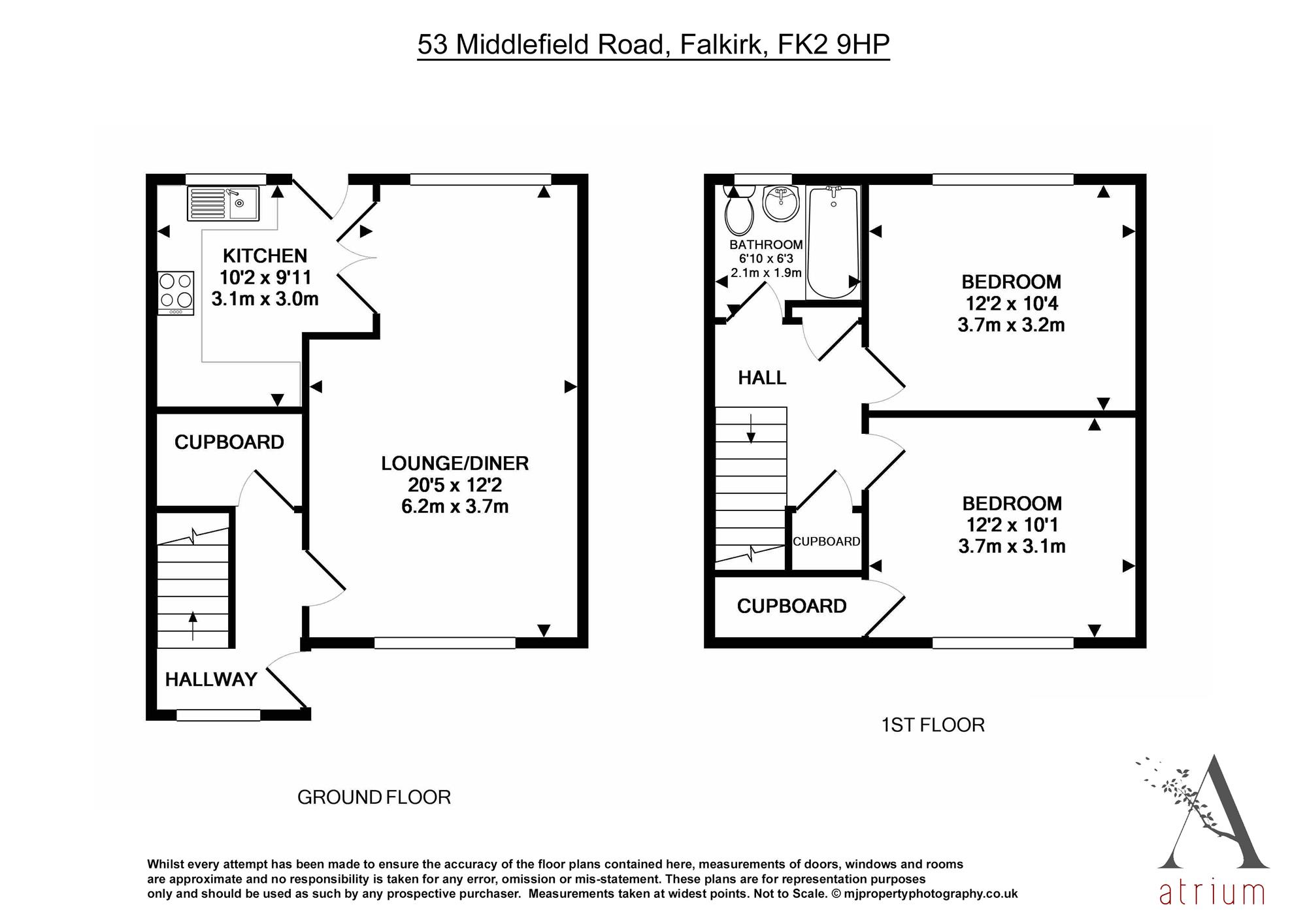 2 Bedrooms Terraced house for sale in Middlefield Road, Falkirk FK2